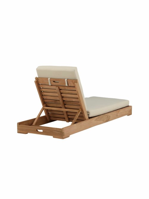 Transat bain de soleil en teck + coussin BEIGE VEN-9932-444 DO1