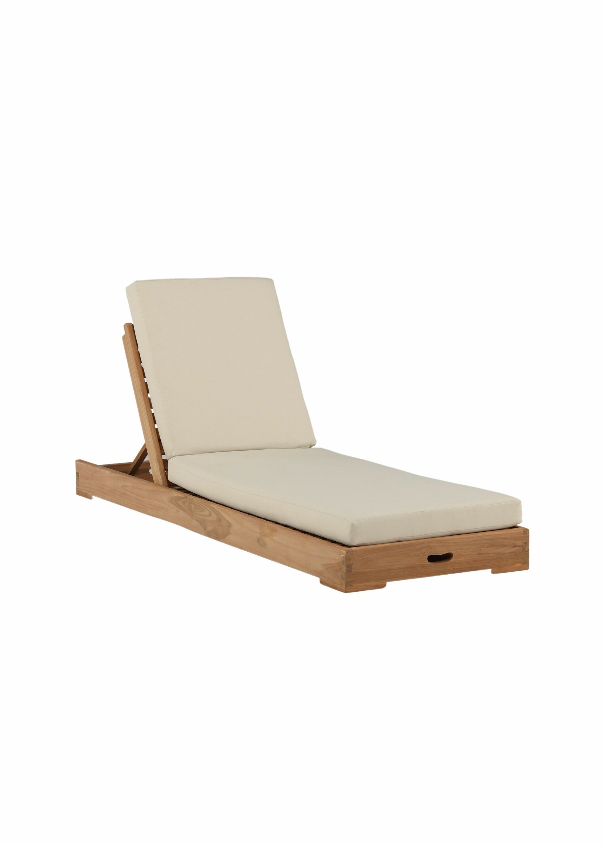 Transat bain de soleil en teck + coussin BEIGE VEN-9932-444 FA1
