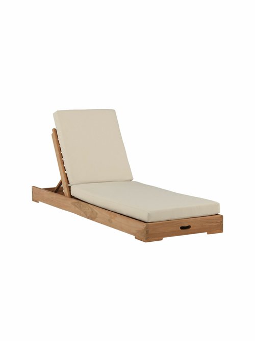 Transat bain de soleil en teck + coussin BEIGE VEN-9932-444 FA1