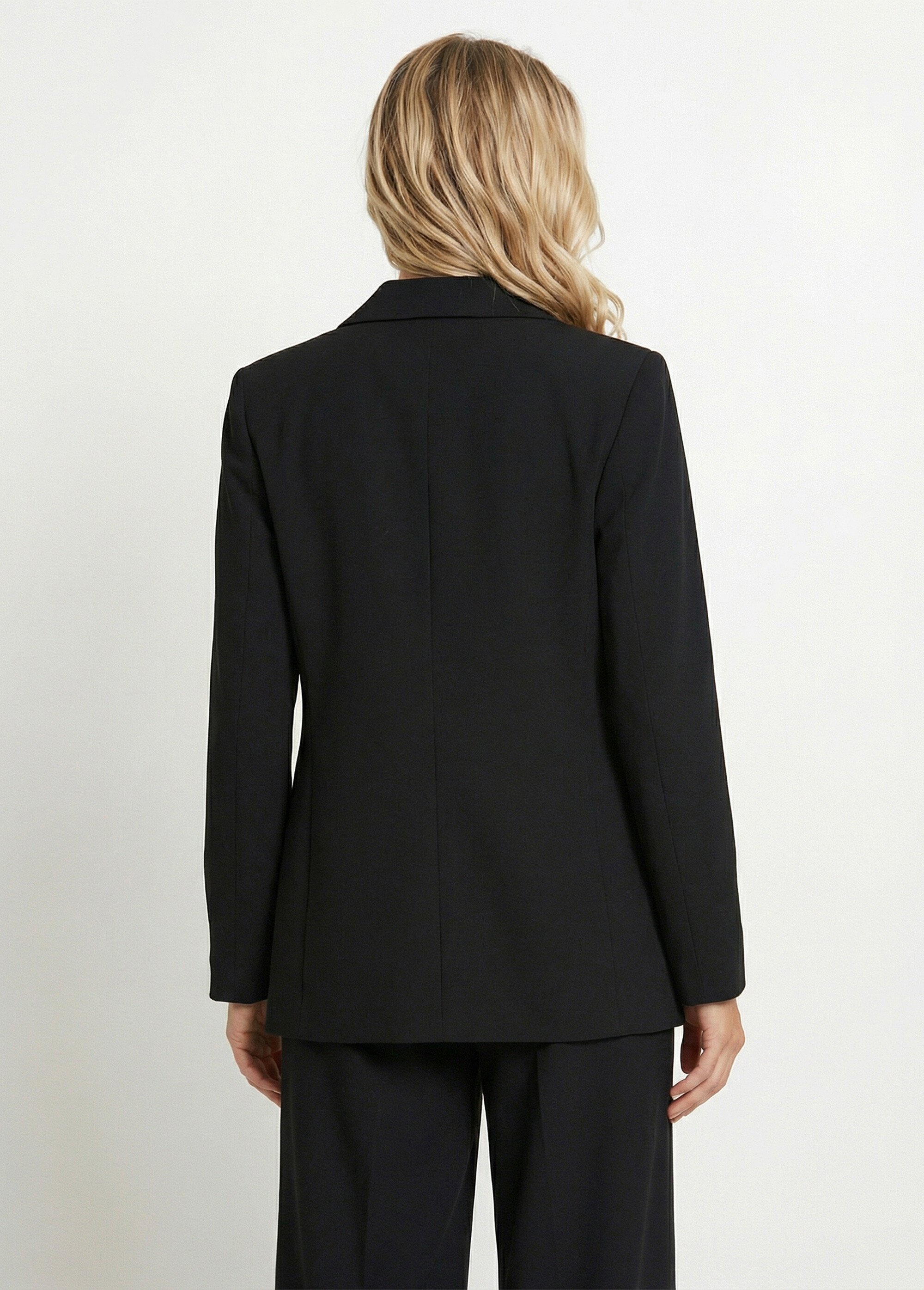 Veste blazer unie coupe droite col tailleur