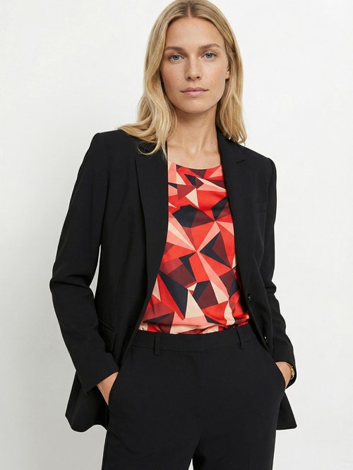 Veste blazer unie coupe droite col tailleur Femme Noir TARAMA MV1