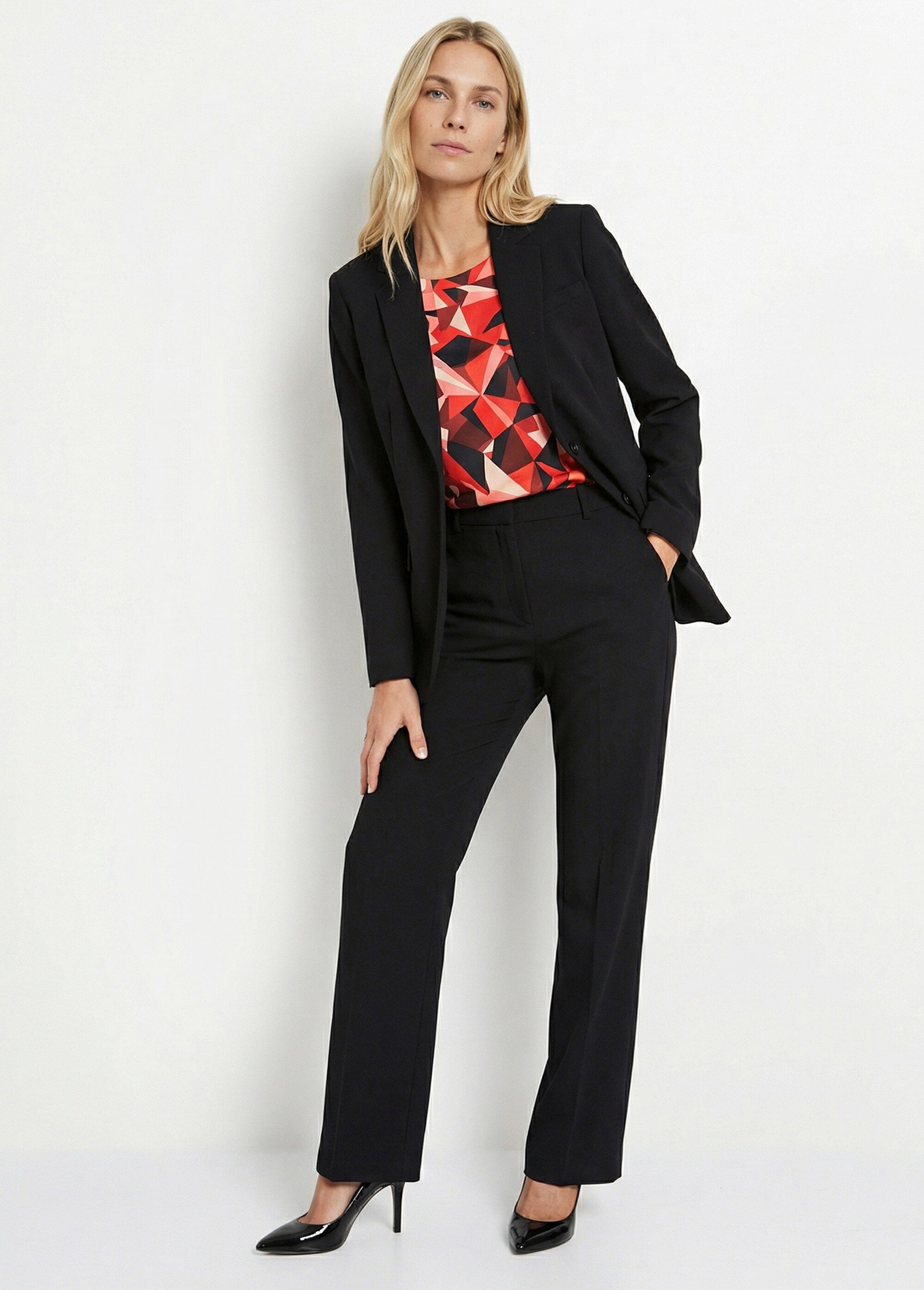 Veste blazer unie coupe droite col tailleur Femme Noir TARAMA SI1