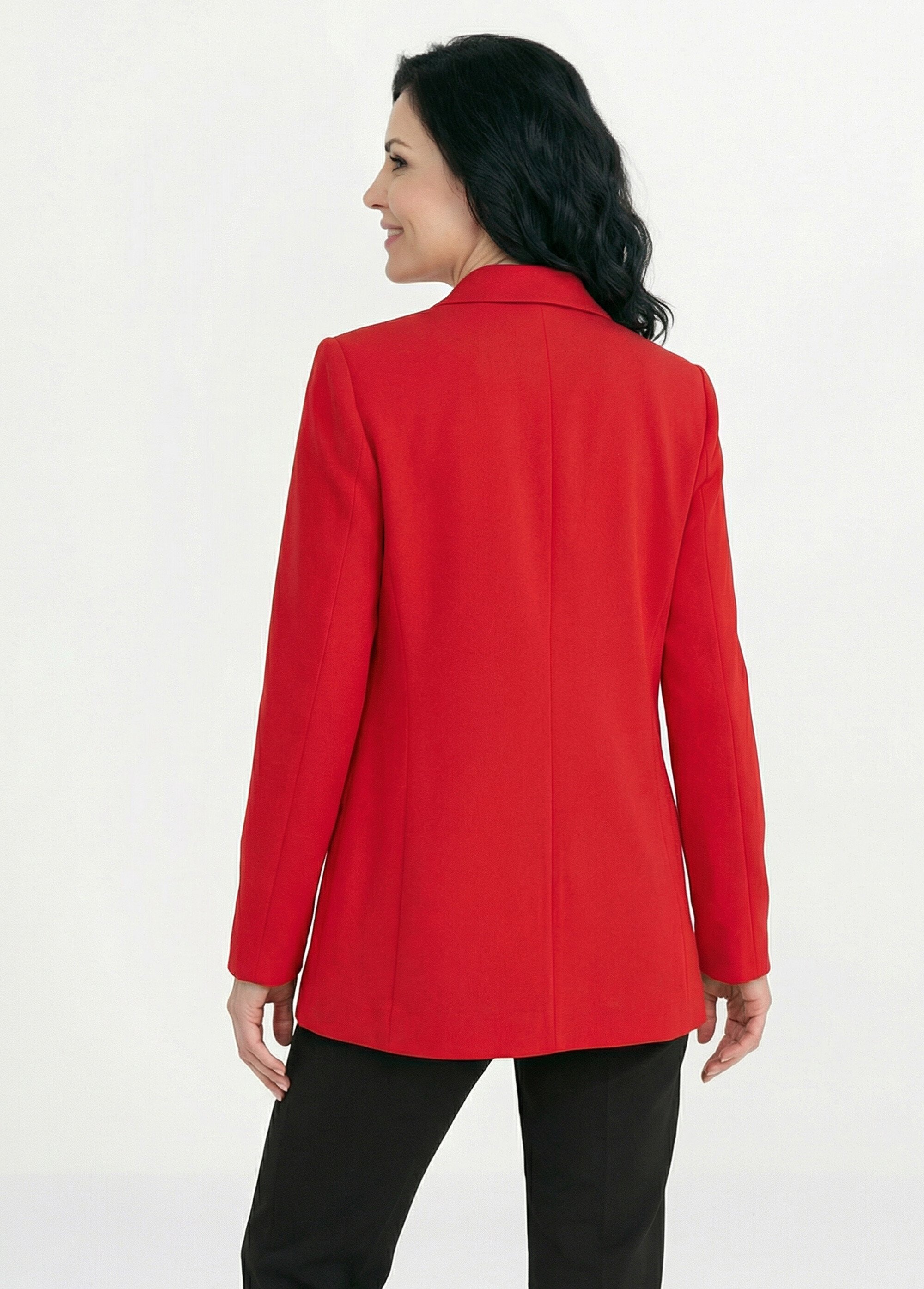 Veste blazer unie coupe droite col tailleur