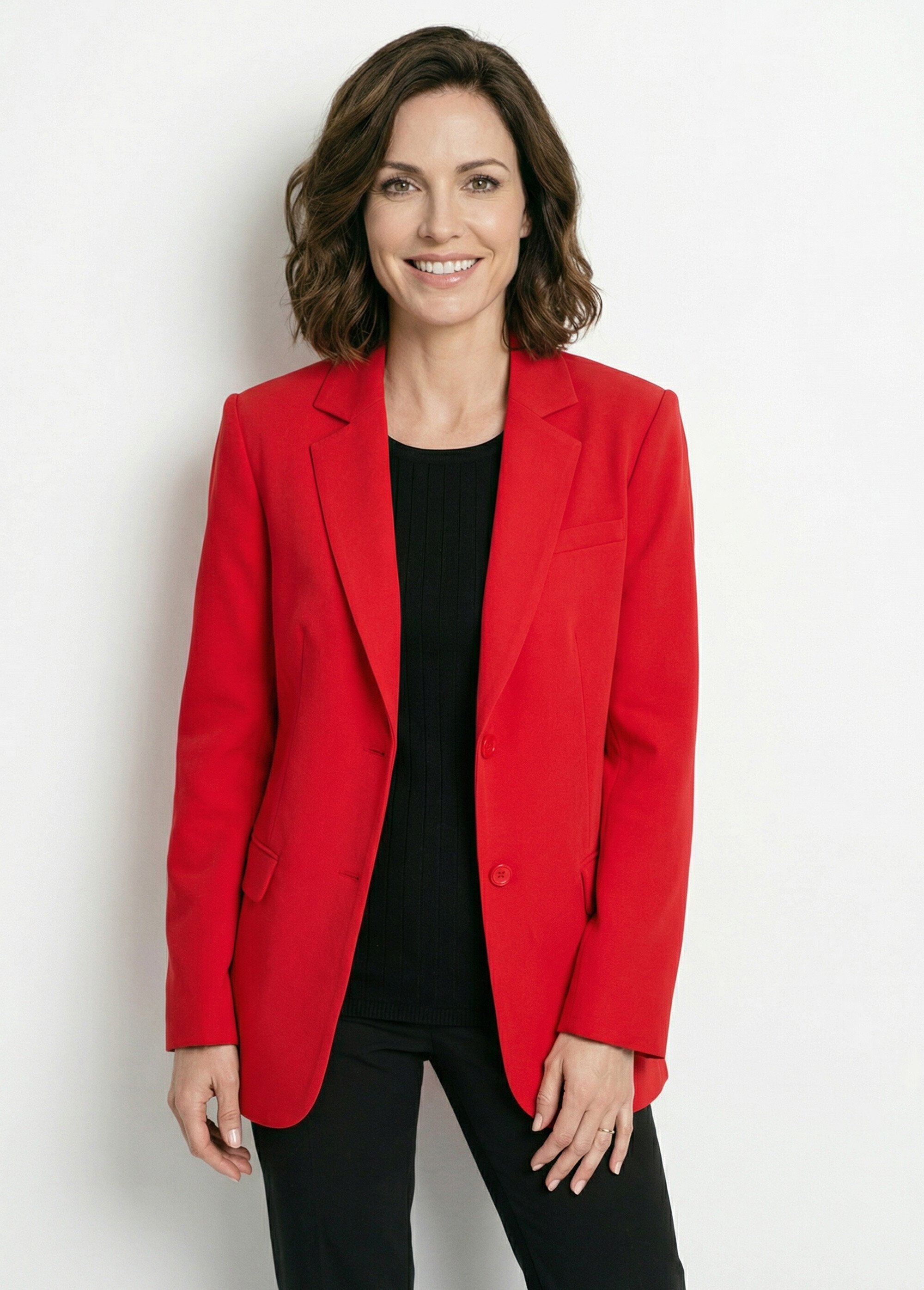 Veste blazer unie coupe droite col tailleur Femme Rouge TARAMA FA1