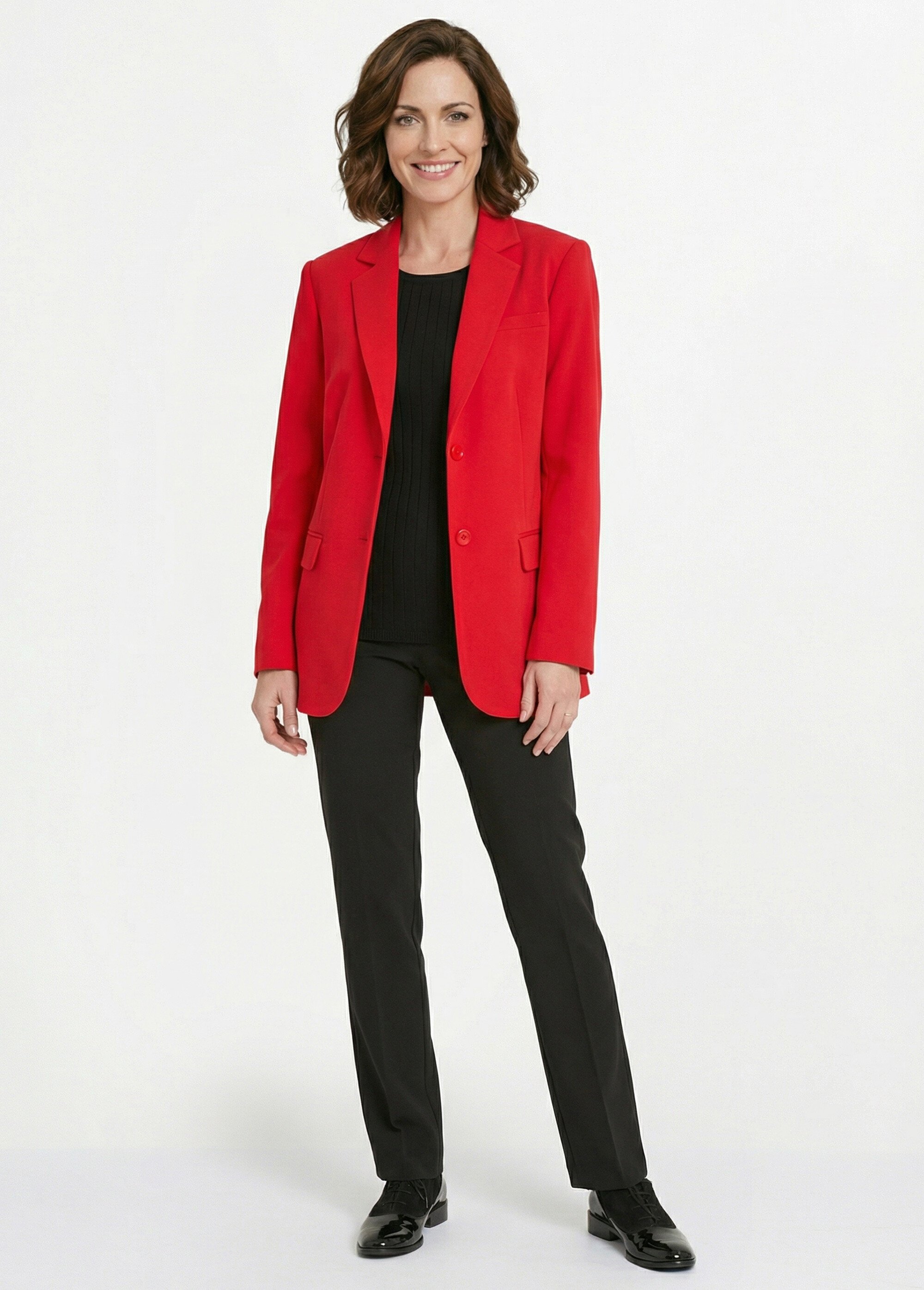 Veste blazer unie coupe droite col tailleur Femme Rouge TARAMA SI1