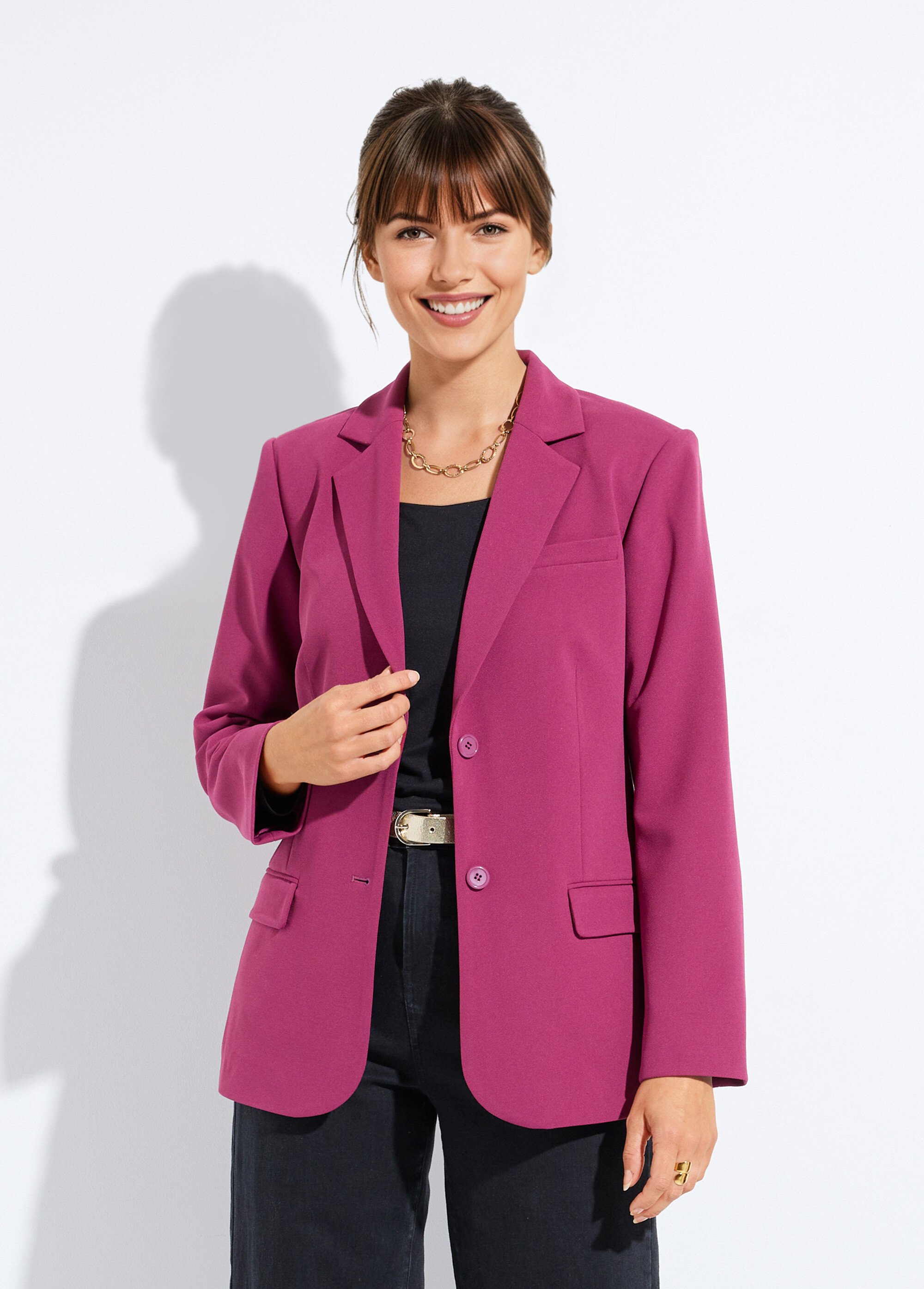 Veste blazer unie coupe droite col tailleur Femme Violet TARAMA FA1