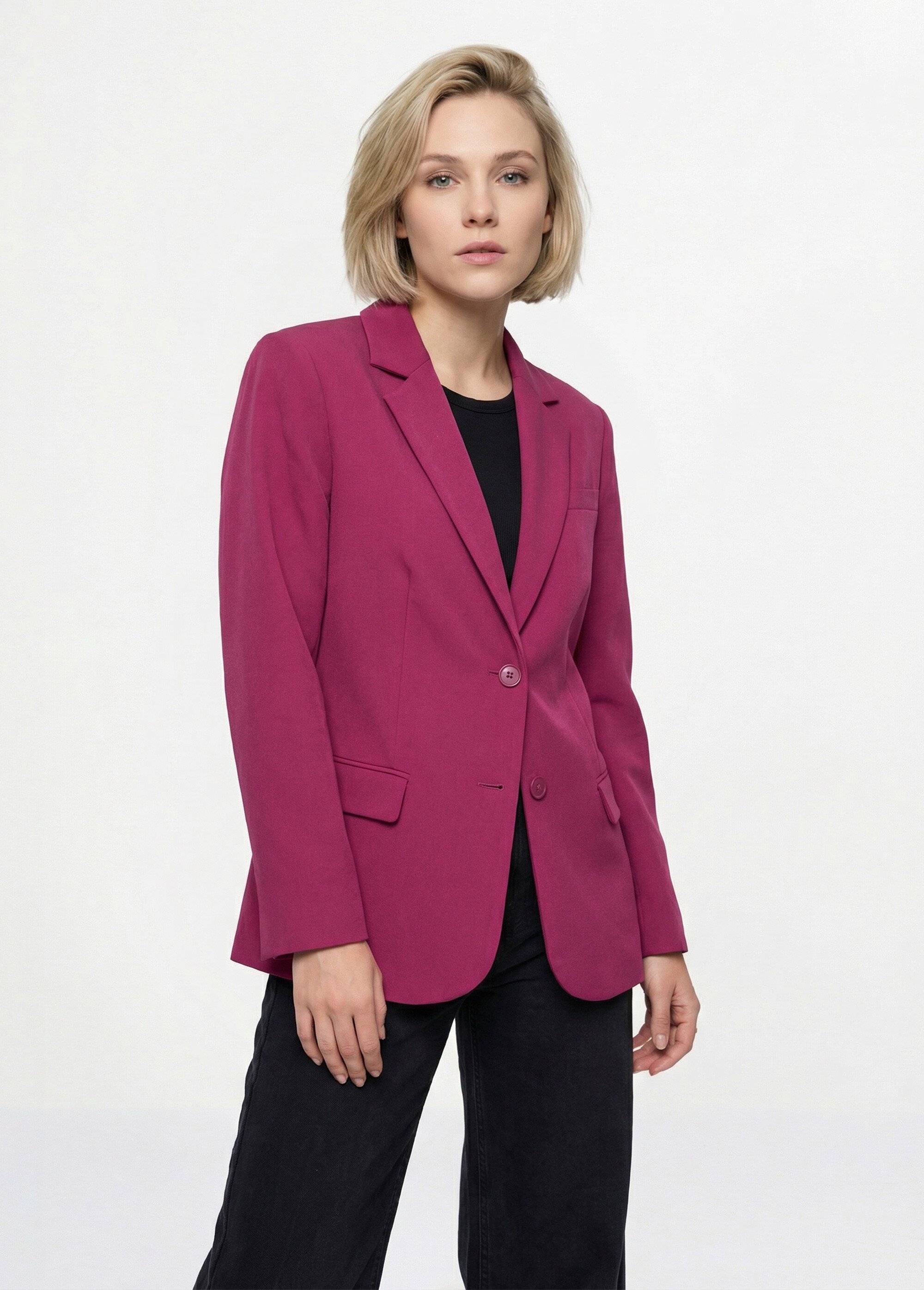 Veste blazer unie coupe droite col tailleur Femme Violet TARAMA FA1