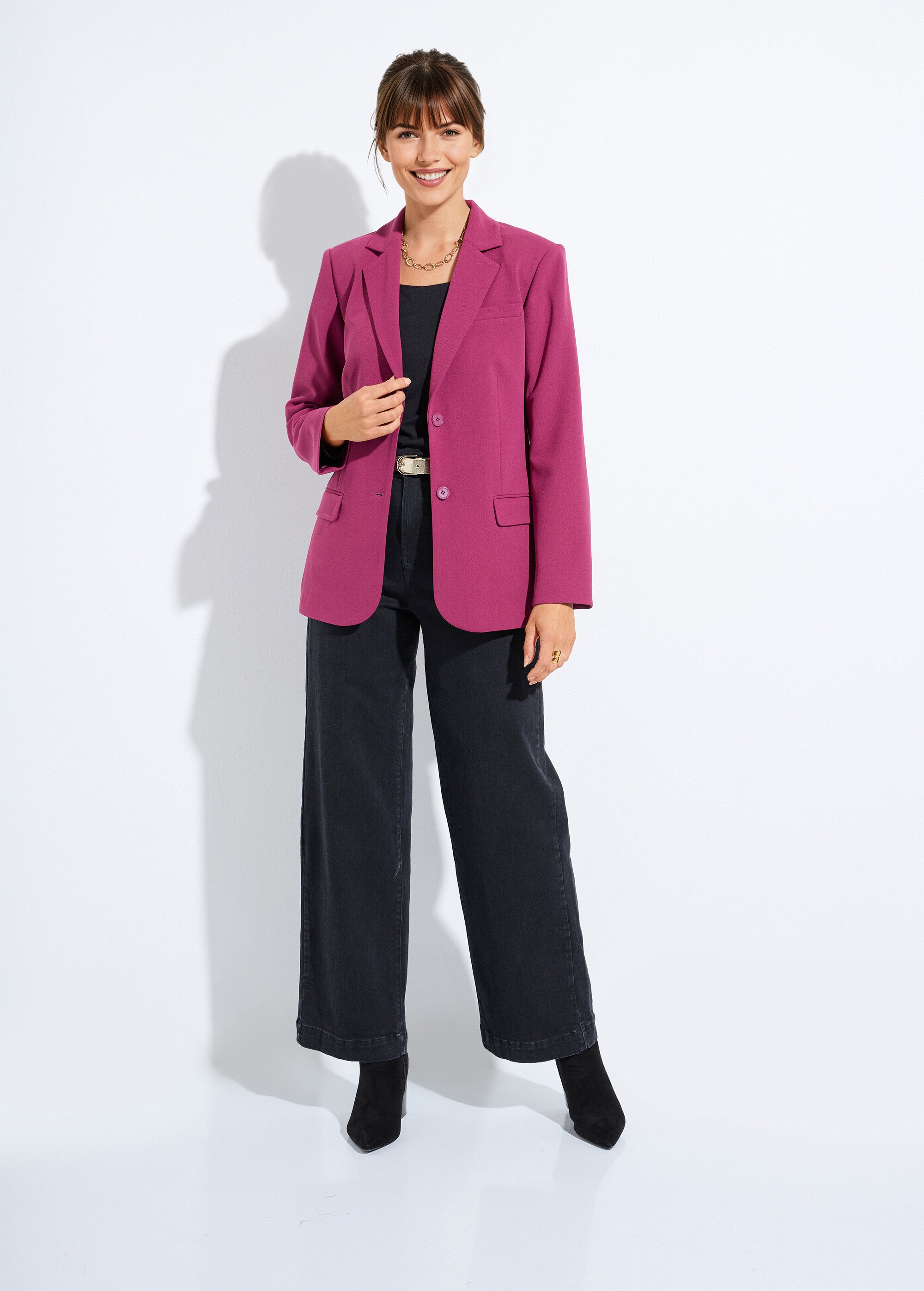 Veste blazer unie coupe droite col tailleur Femme Violet TARAMA SF1