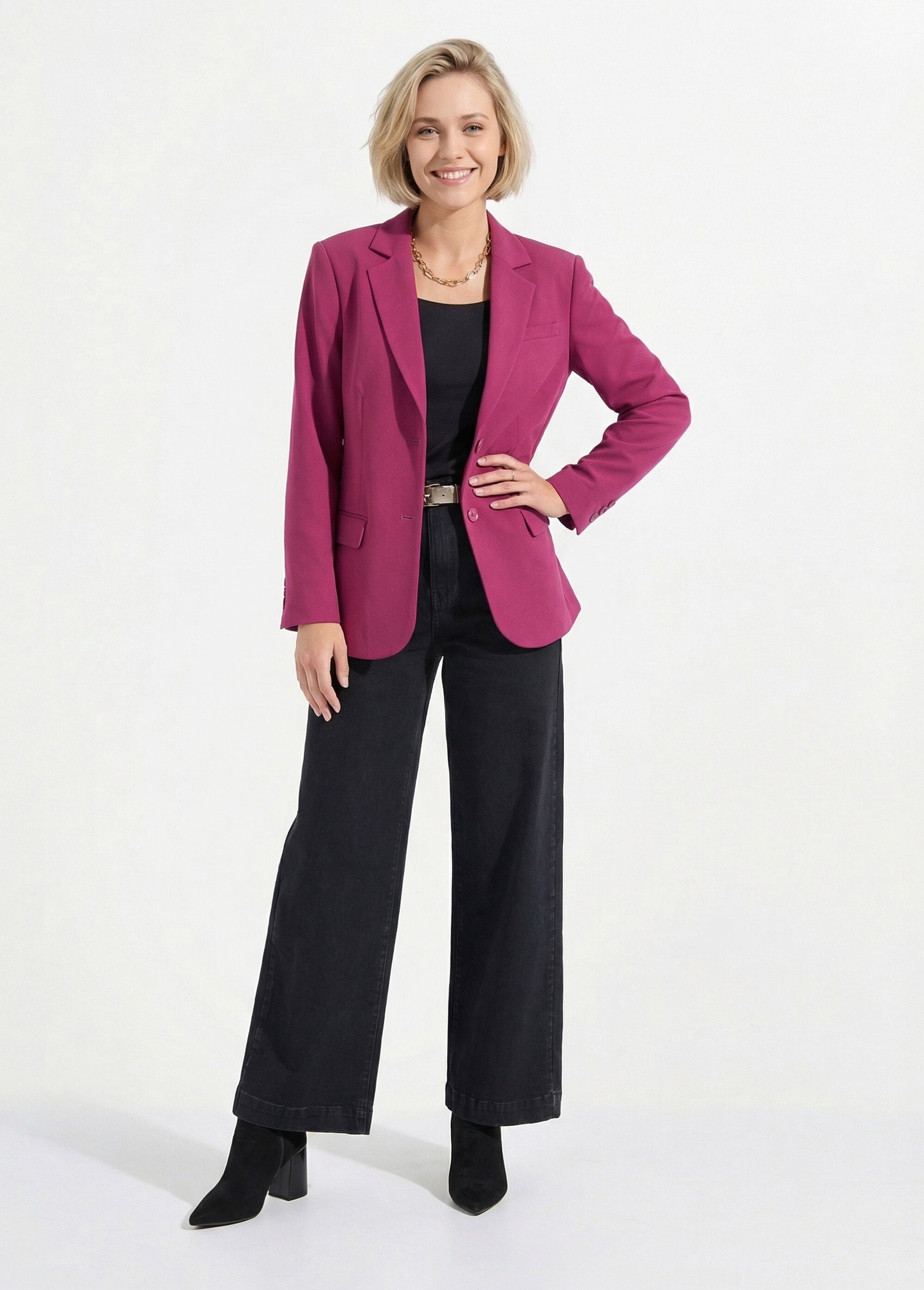 Veste blazer unie coupe droite col tailleur Femme Violet TARAMA SF1