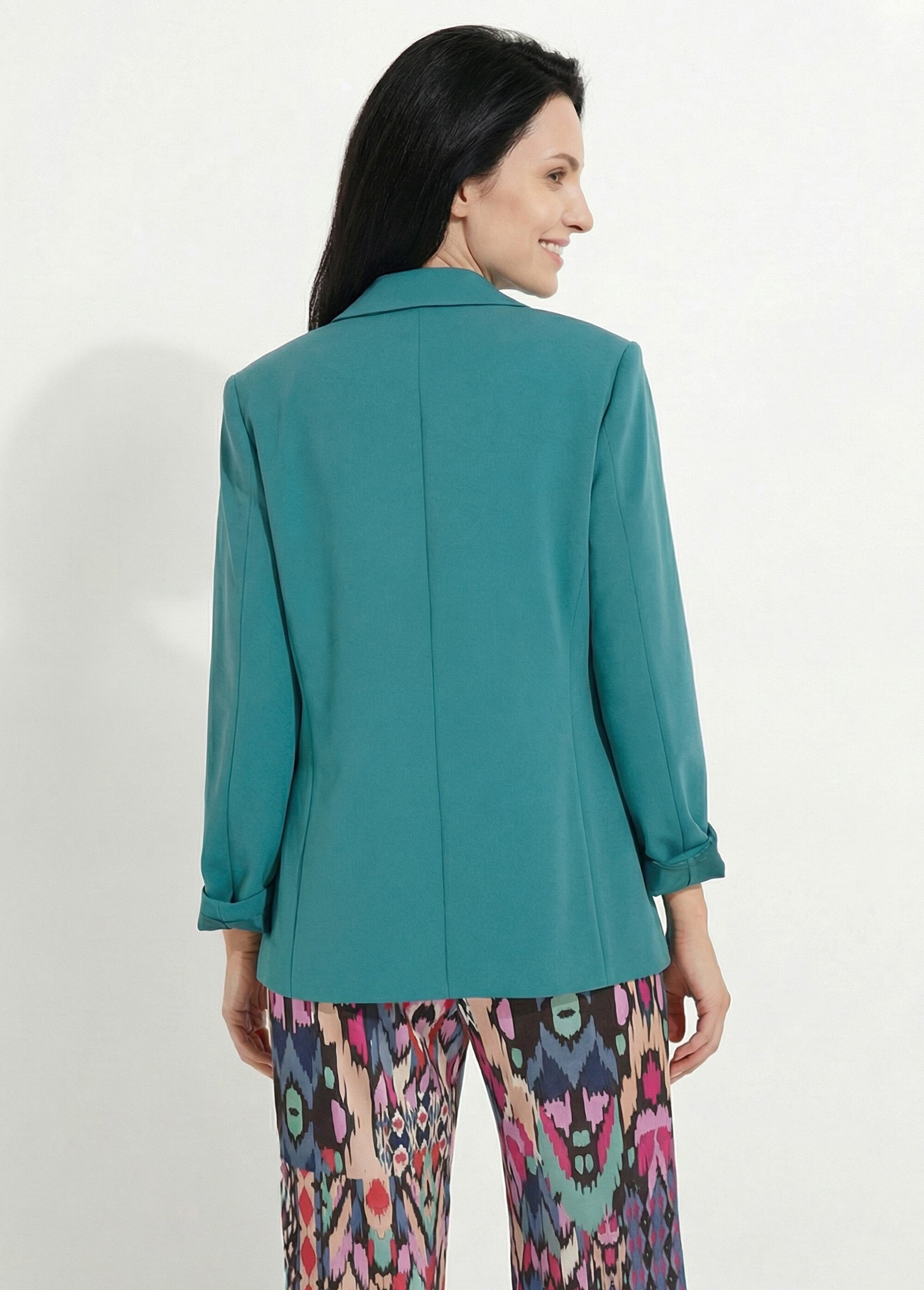 Veste blazer unie coupe droite col tailleur