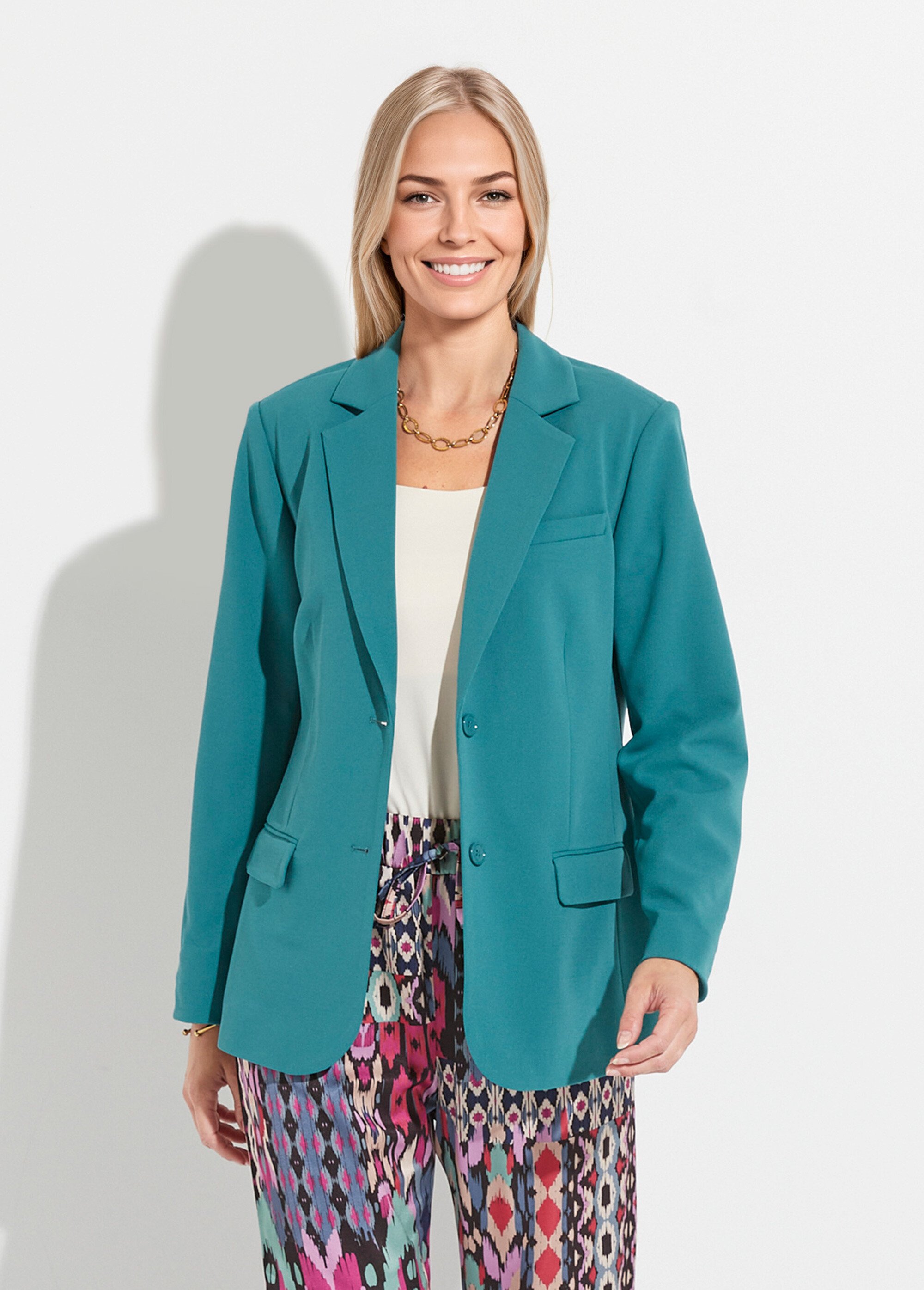 Veste blazer unie coupe droite col tailleur Femme Vert TARAMA FA1