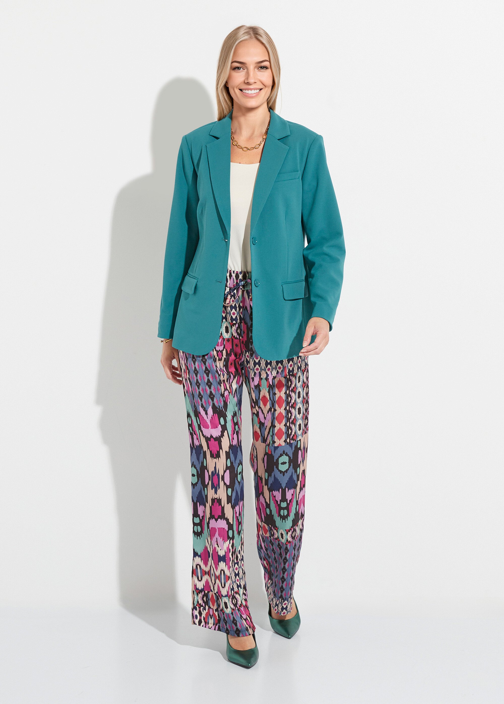 Veste blazer unie coupe droite col tailleur Femme Vert TARAMA SF1