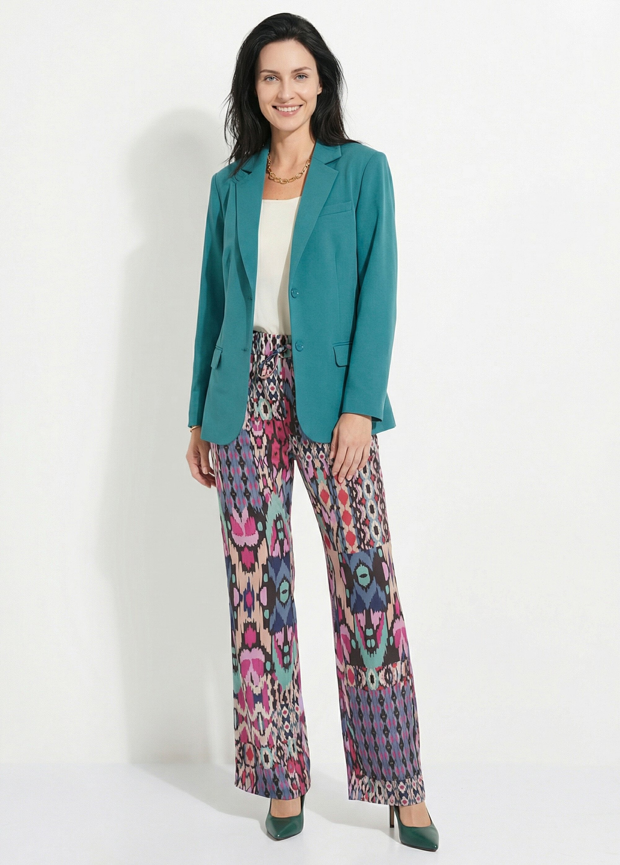 Veste blazer unie coupe droite col tailleur Femme Vert TARAMA SI1