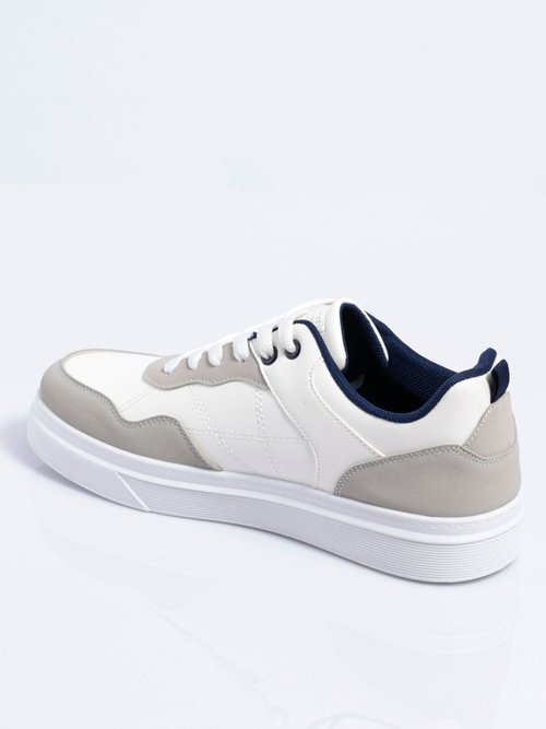 Baskets bicolores à lacets largeur confort Homme Blanc ILMO DO1