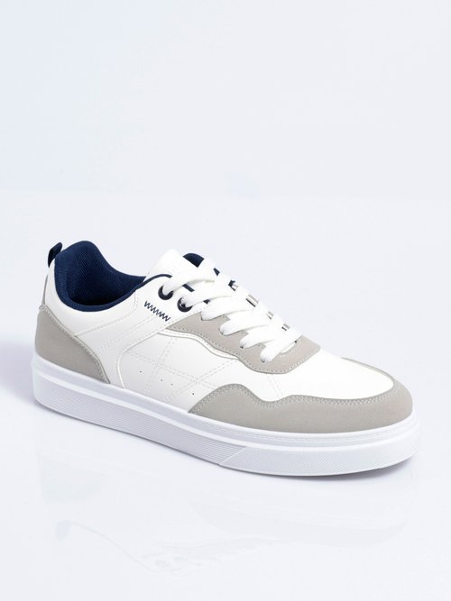 Baskets bicolores à lacets largeur confort Homme Blanc ILMO FA1