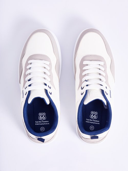 Baskets bicolores à lacets largeur confort Homme Blanc ILMO OV1