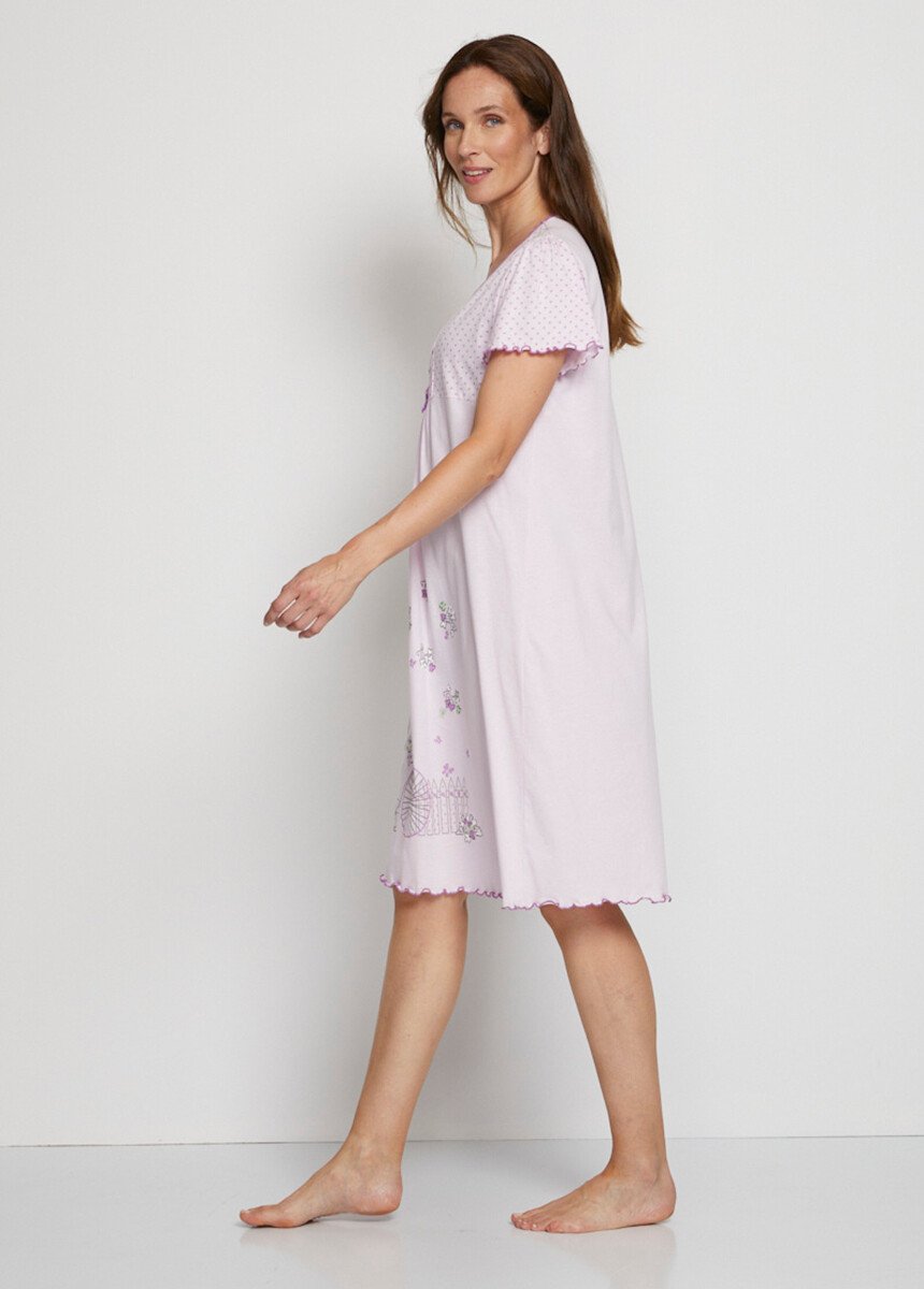 Chemise de nuit coton dentelle Femme Violet SUREAU DR1