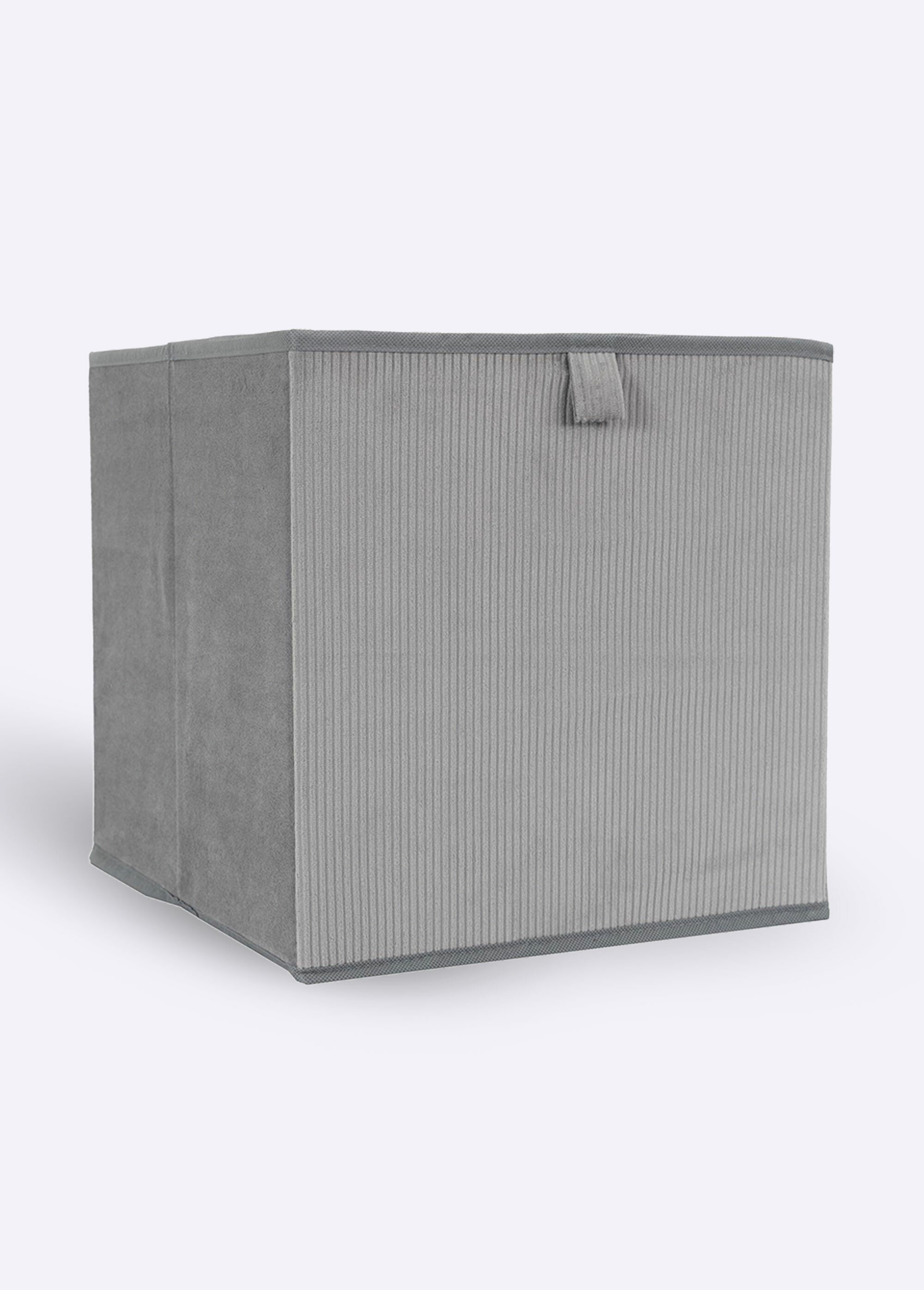 Cube de rangement pliable en velours Gris CMP-HD0251 FA1