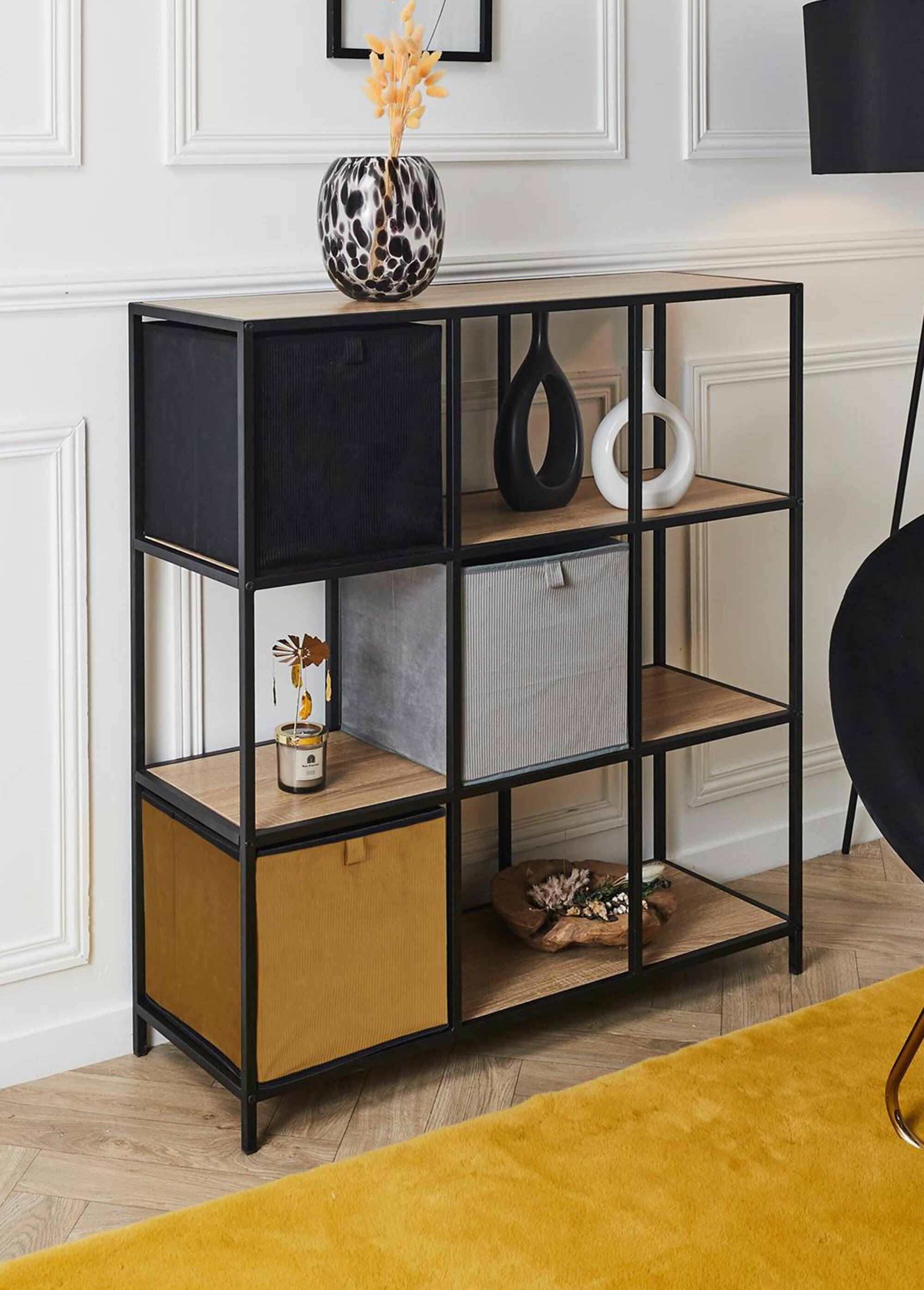 Cube de rangement pliable en velours Gris CMP-HD0251 SI2