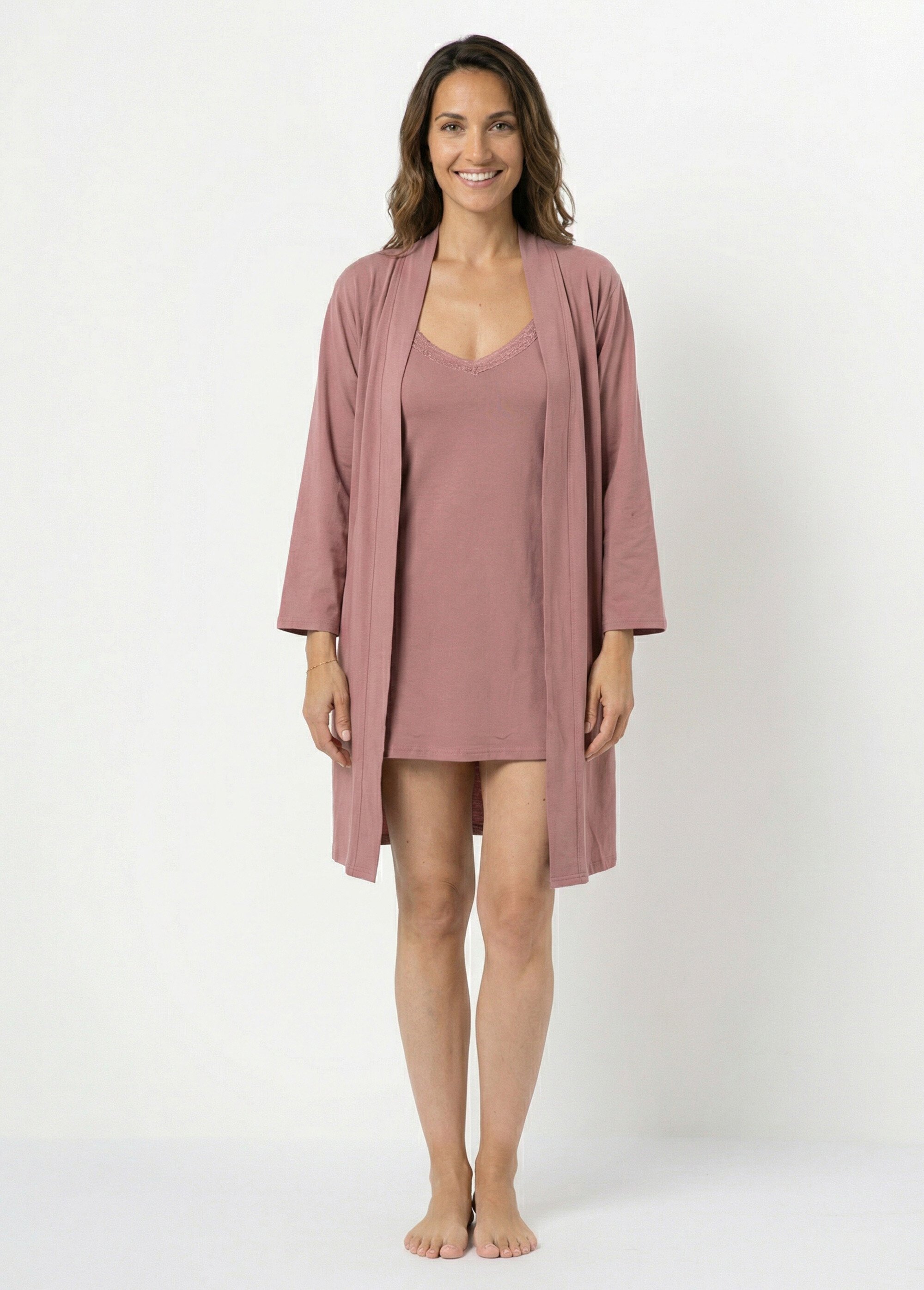 Ensemble Nuisette + peignoir Femme Violet H-NT180 FA1