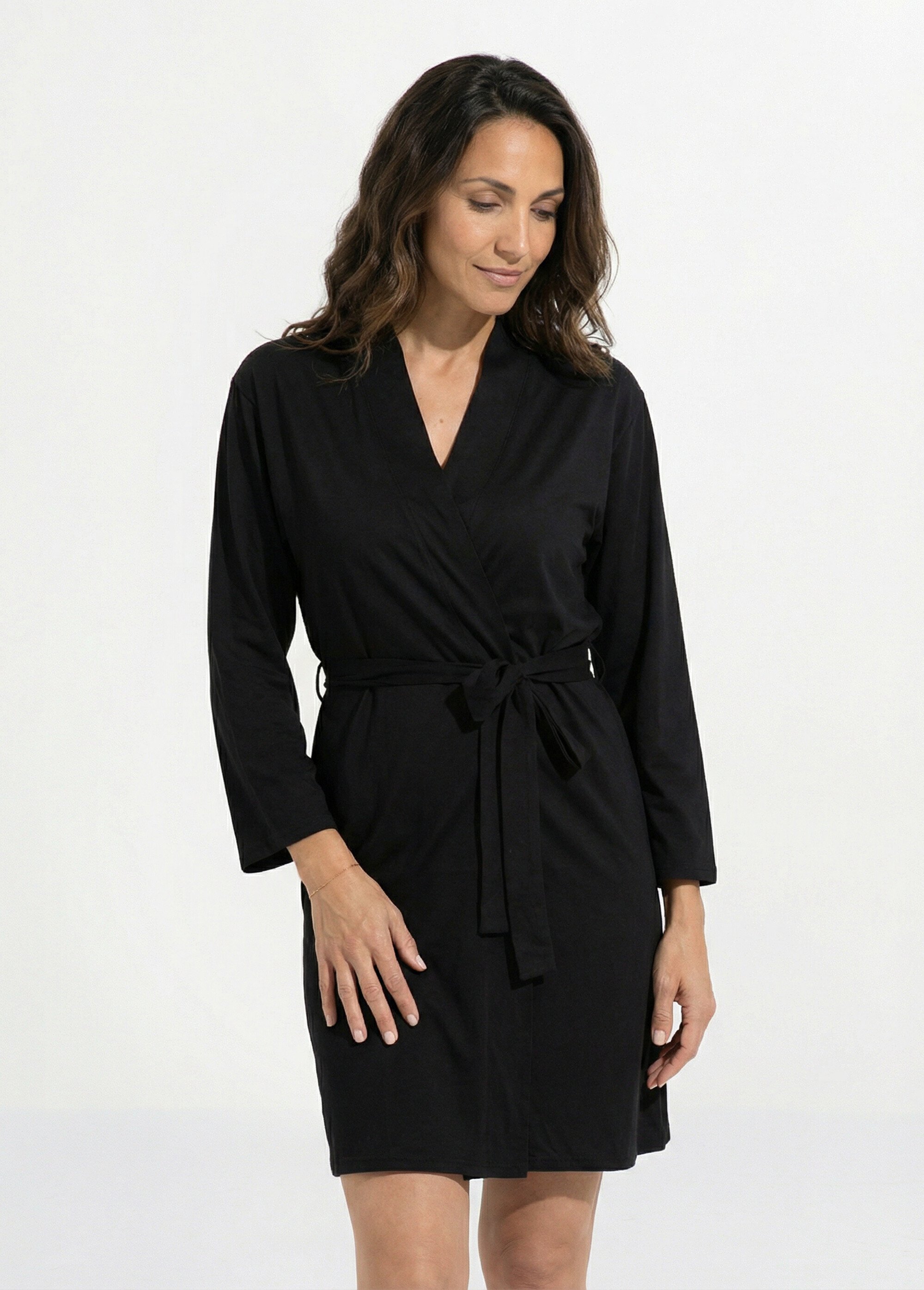 Ensemble Nuisette + peignoir Femme Noir H-NT180 DE1