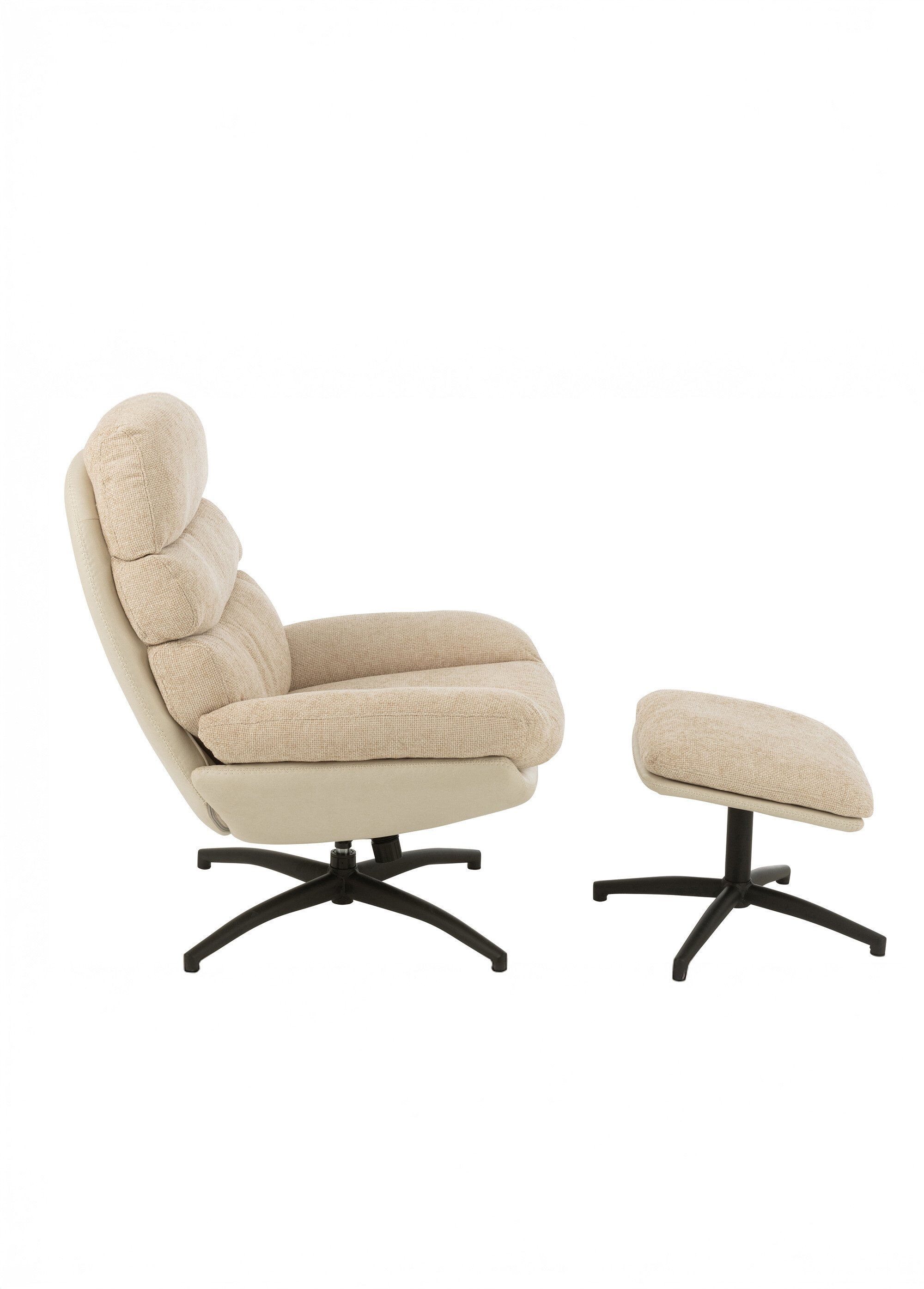 Fauteuil relax tissu + repose pieds 1BC BEIGE JP-50790 DR1