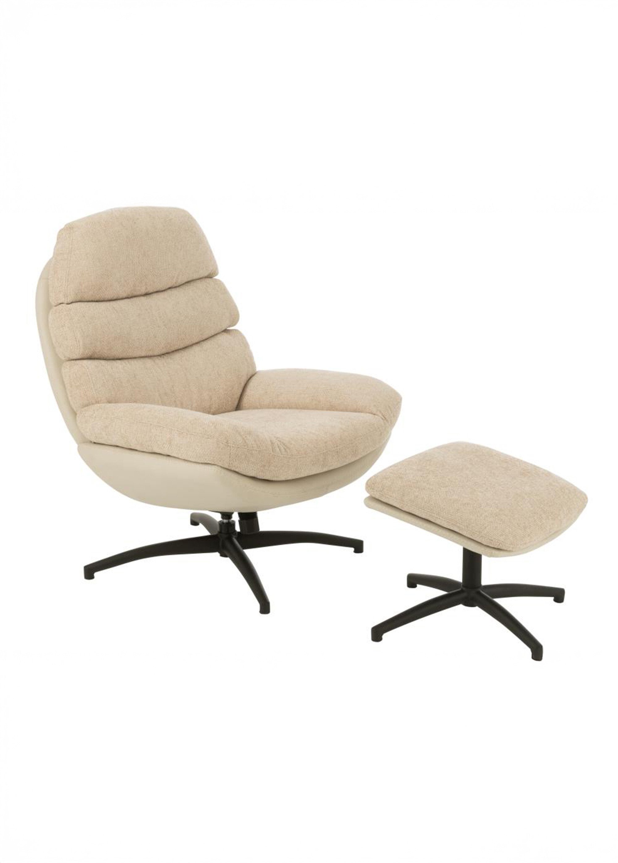 Fauteuil relax tissu + repose pieds 1BC BEIGE JP-50790 FA1