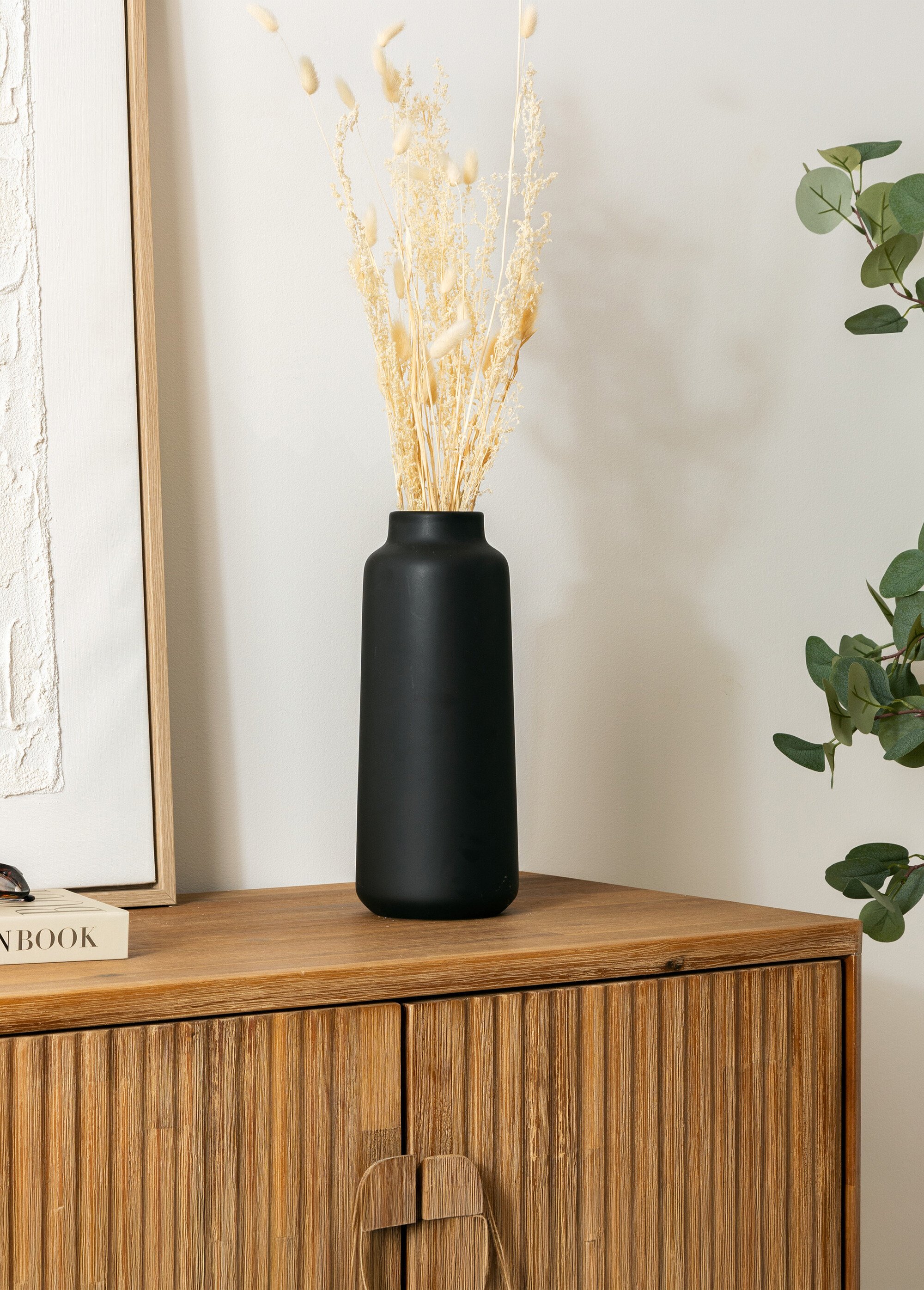 Grand vase allongé céramique 30cm RILY Noir JJA-204291A SI1