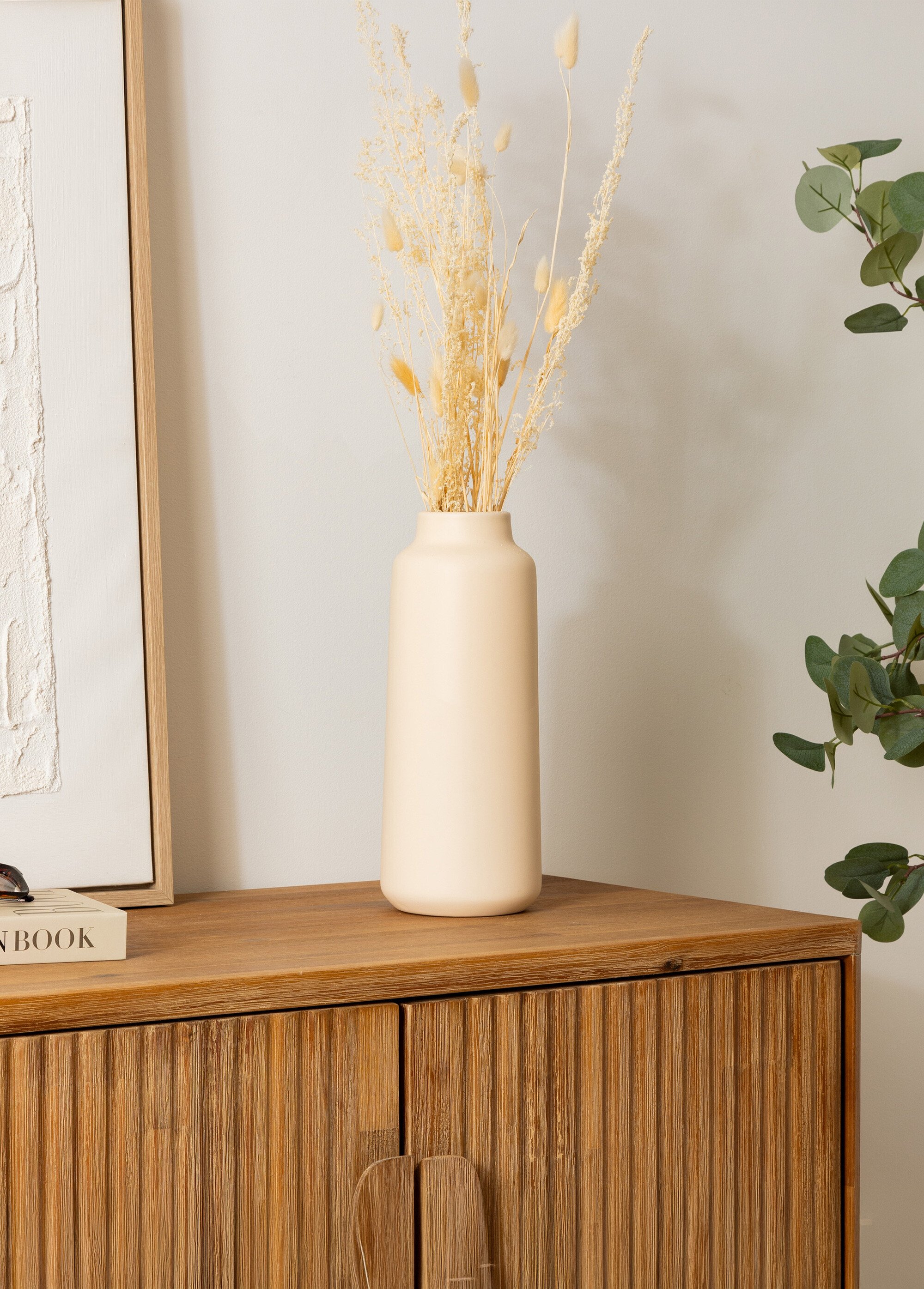 Grand vase allongé céramique 30cm RILY Beige JJA-204291A SI1