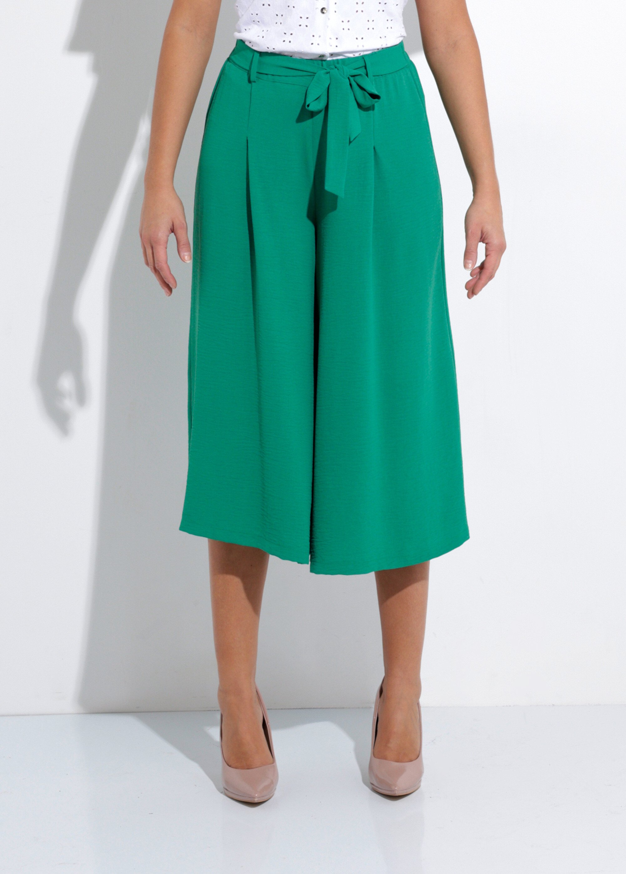 Jupe-culotte longue ceinture élastiquée dos Femme Vert LORALIE FA1