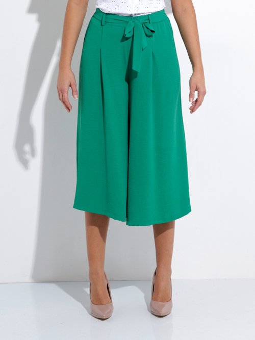 Jupe-culotte longue ceinture élastiquée dos Femme Vert LORALIE FA1