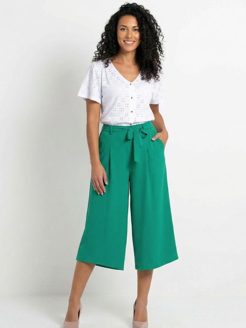 Jupe-culotte longue ceinture élastiquée dos Femme Vert LORALIE MV1