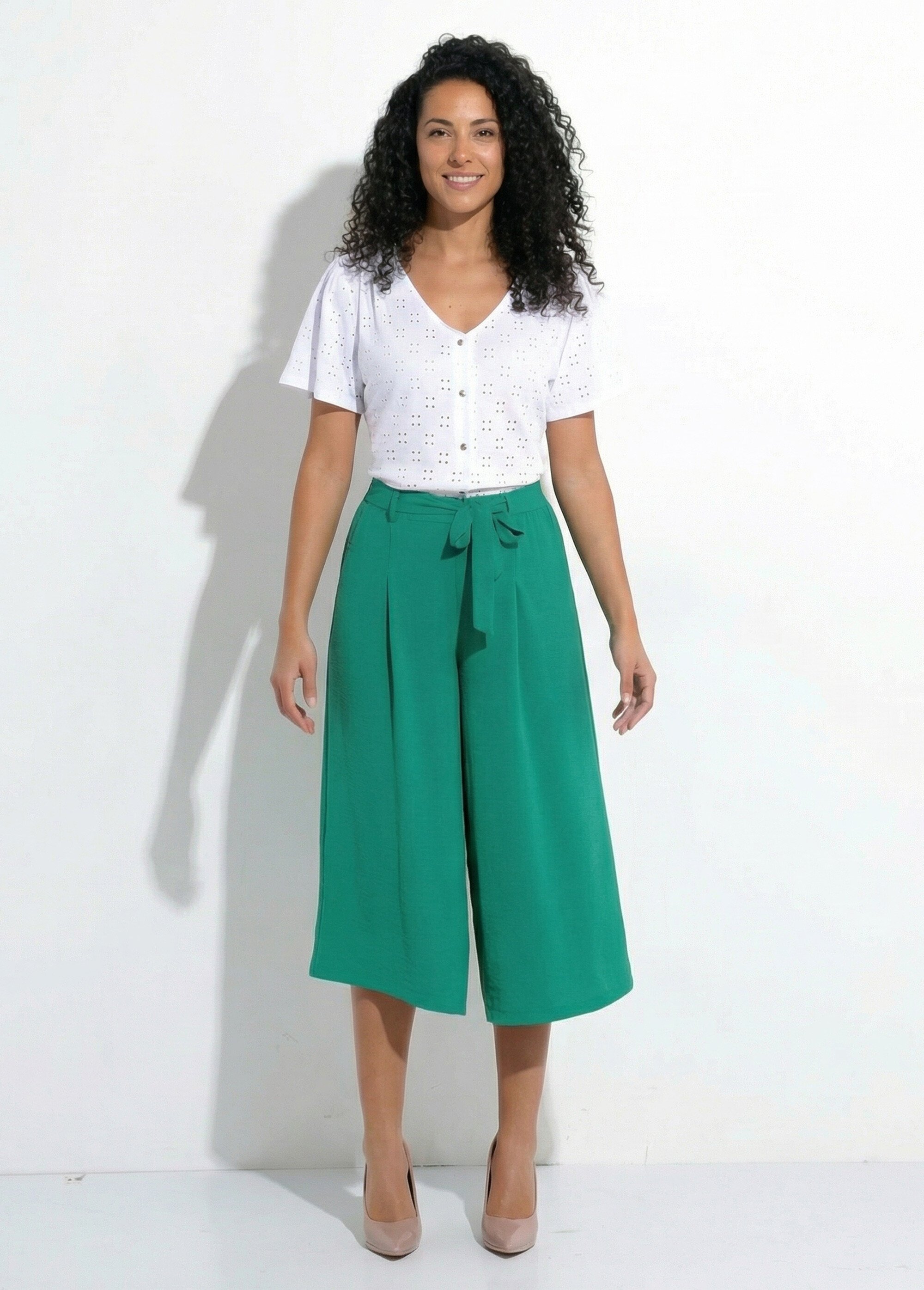 Jupe-culotte longue ceinture élastiquée dos Femme Vert LORALIE SF1