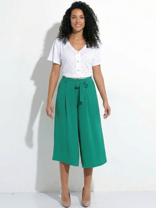 Jupe-culotte longue ceinture élastiquée dos Femme Vert LORALIE SF1