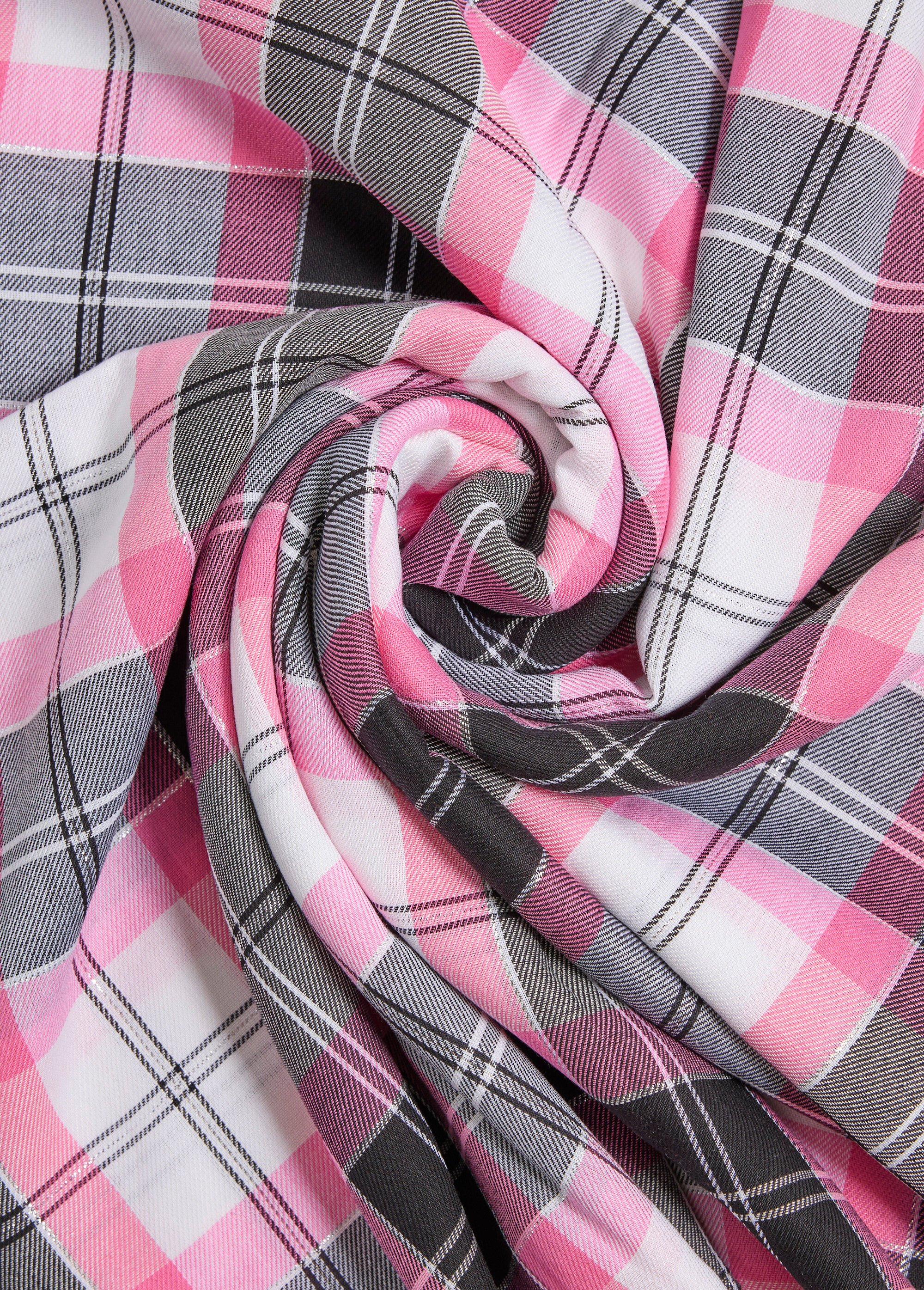 Coupon tissu carreaux avec fil métallisé