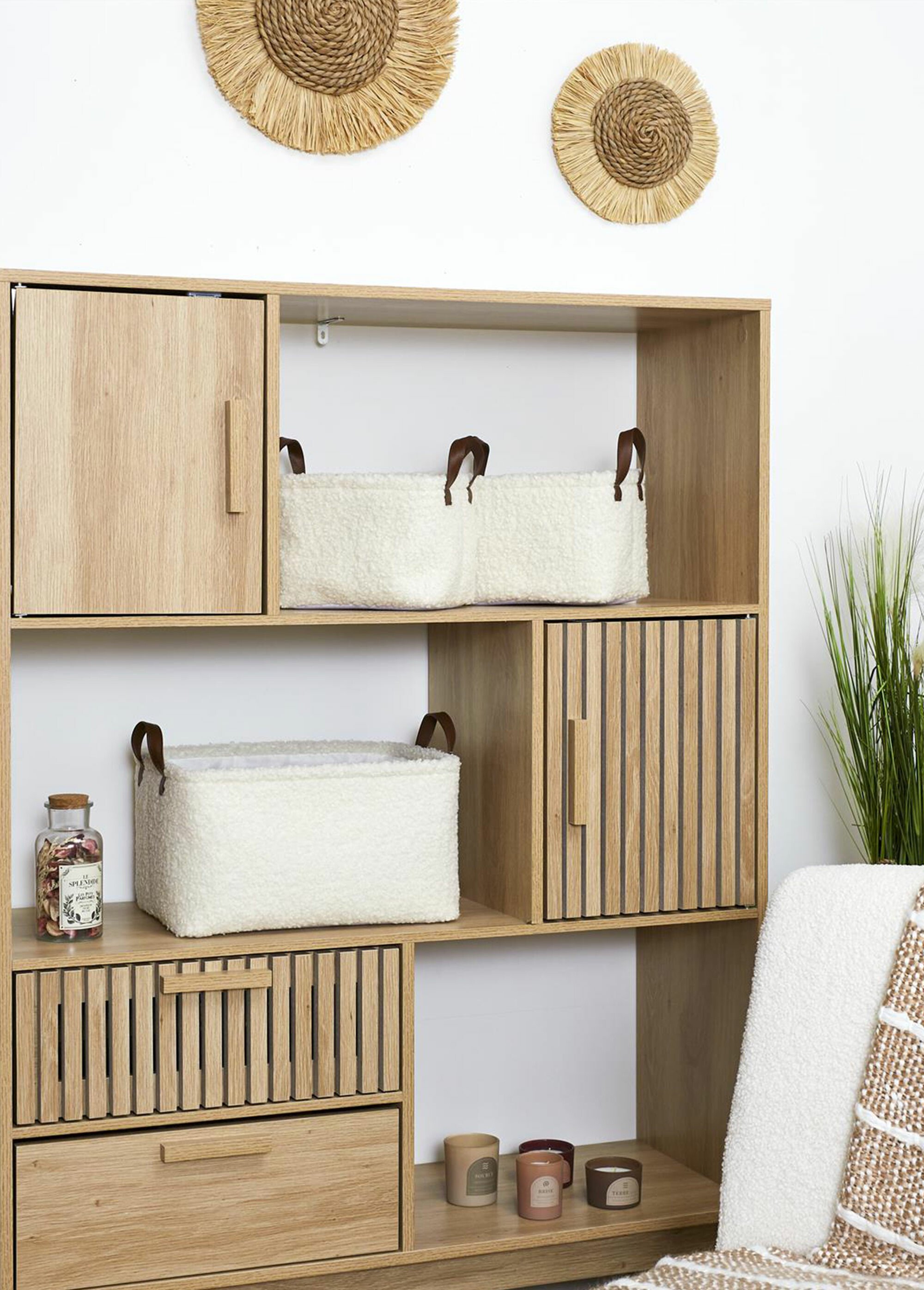 Paniers rangement bouclette, avec anses Blanc CMP-RG0031 SE2