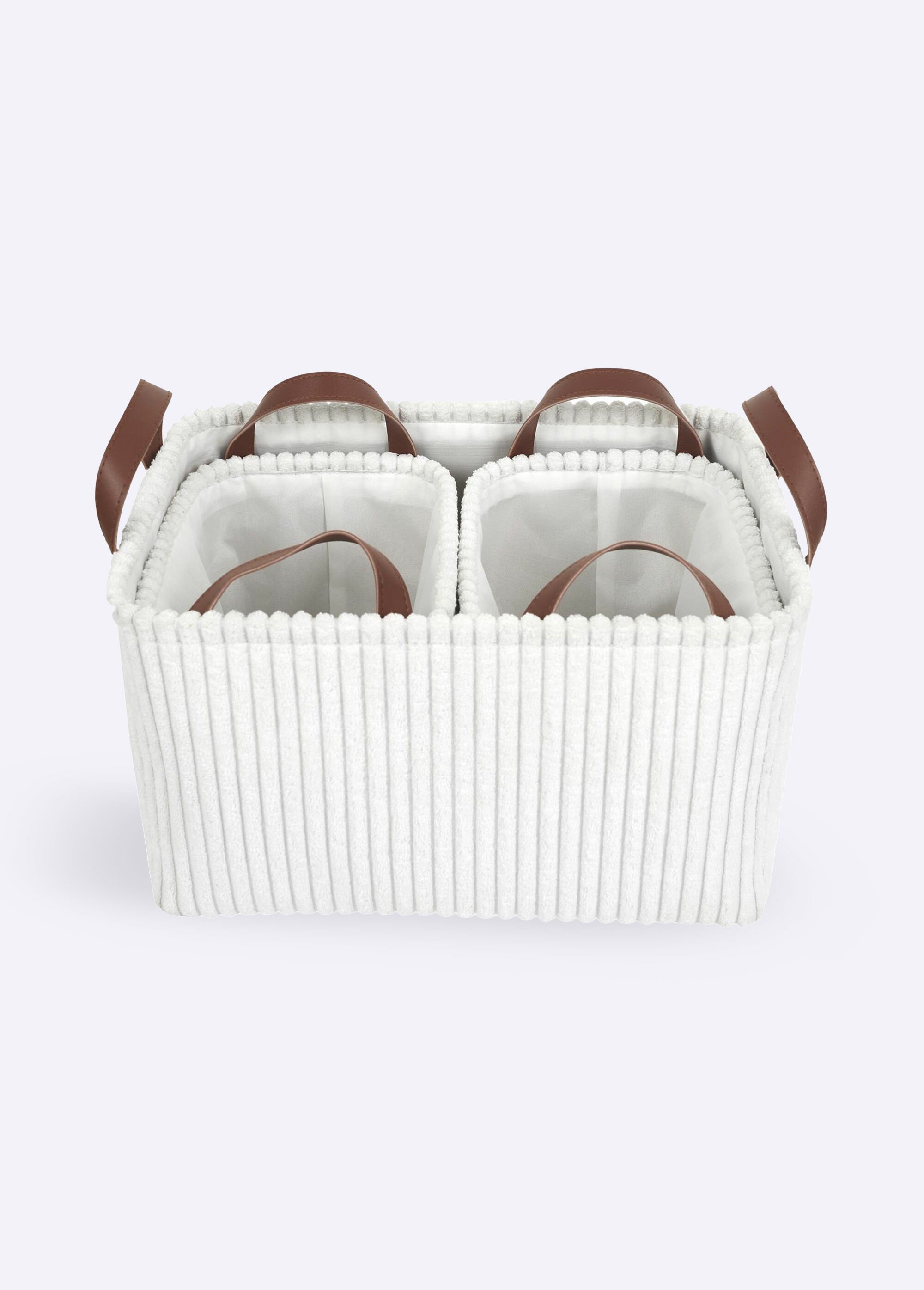 Paniers rangement velours, avec anses Blanc CMP-RG0032 FA1