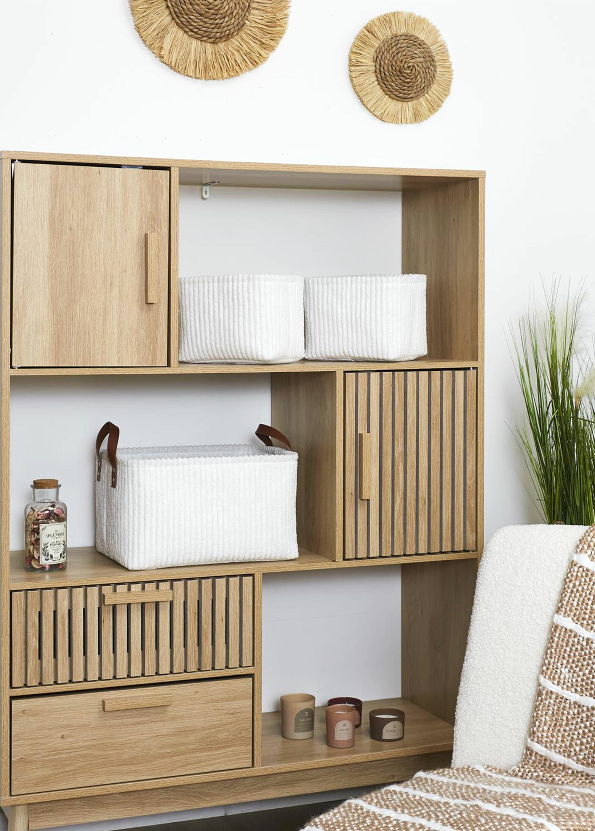 Paniers rangement velours, avec anses Blanc CMP-RG0032 SI2