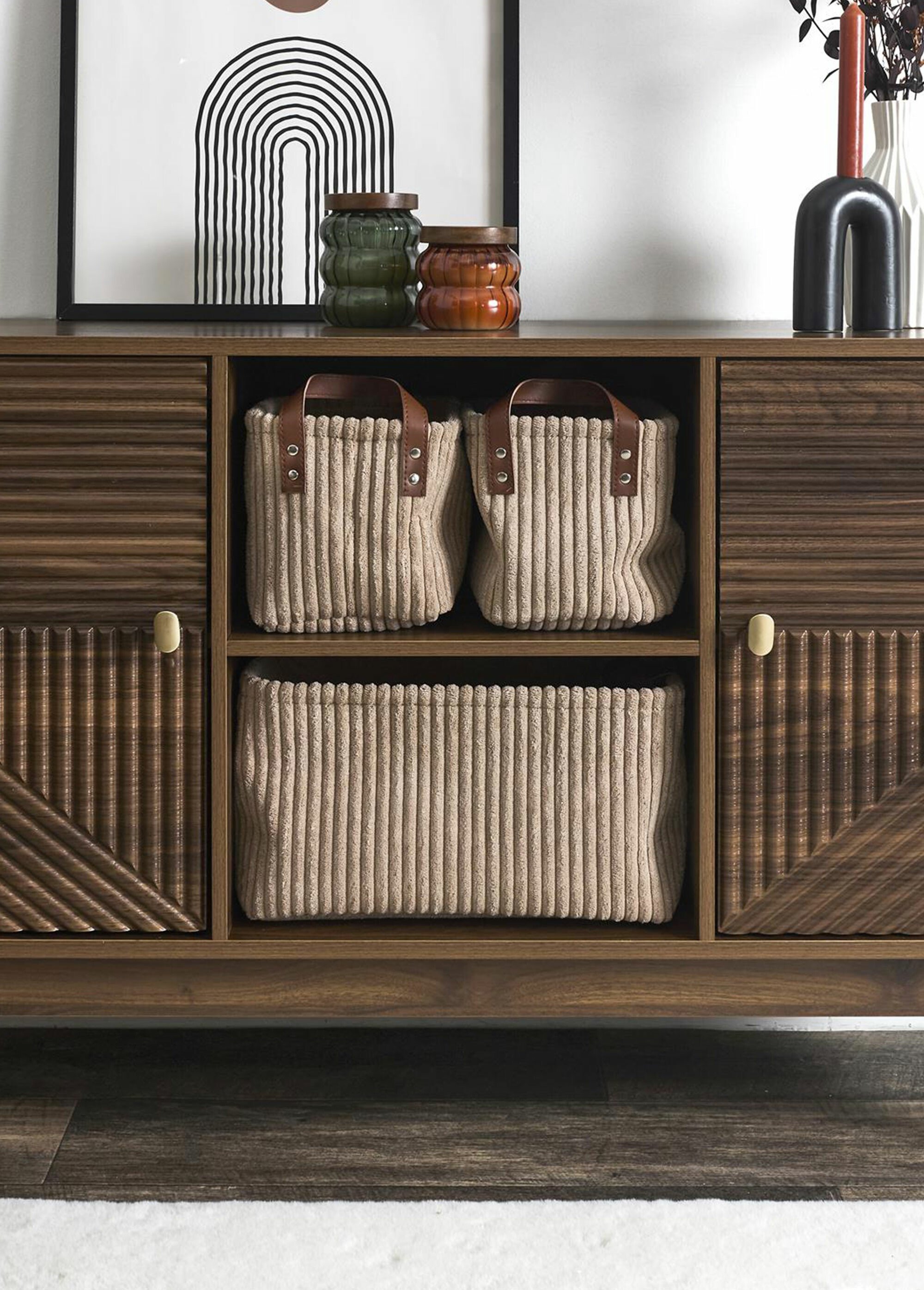 Paniers rangement velours, avec anses Marron CMP-RG0032 SI2