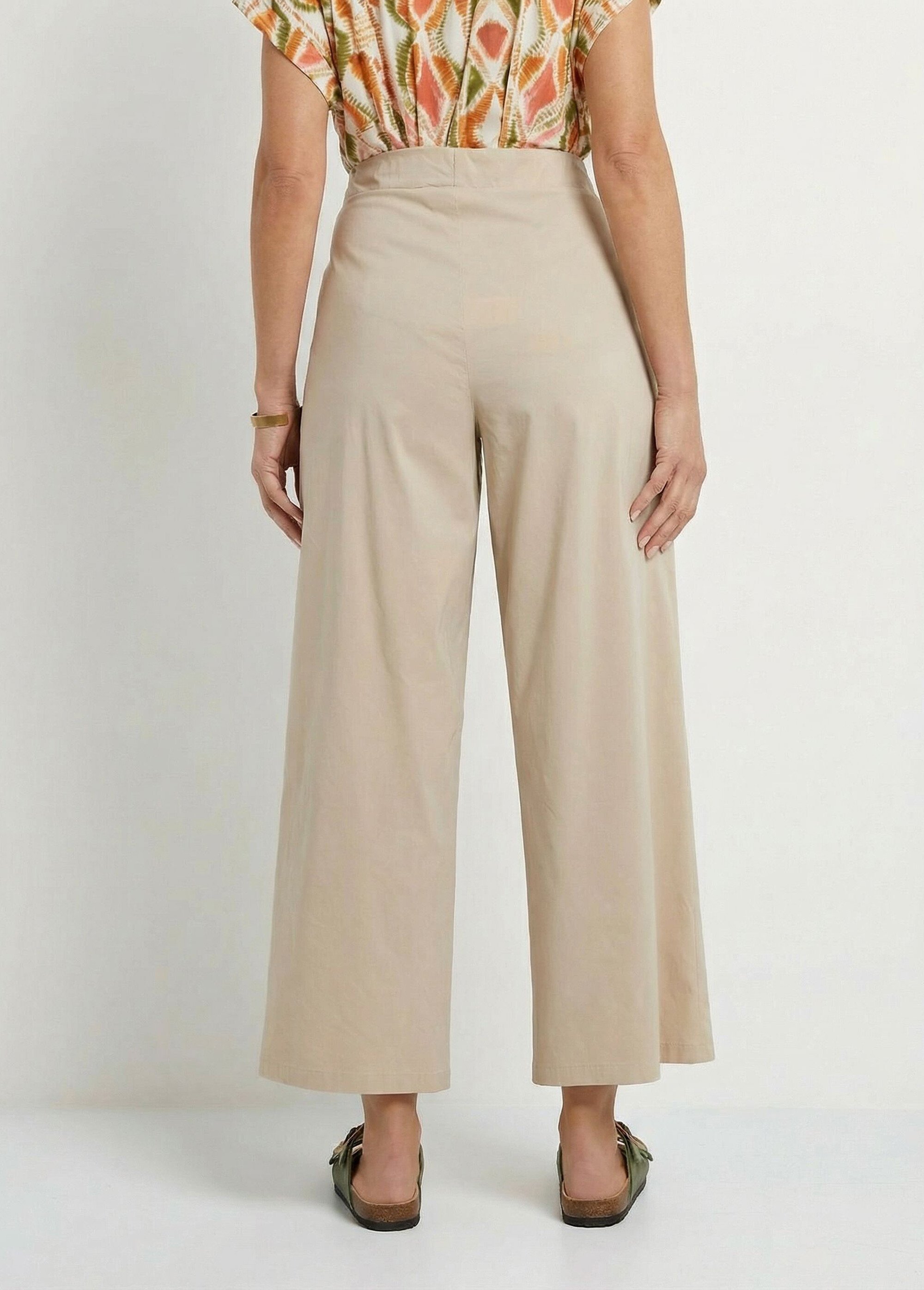 Pantalon droit à pinces ceinture élastiquée Femme Beige NOUMA DO1