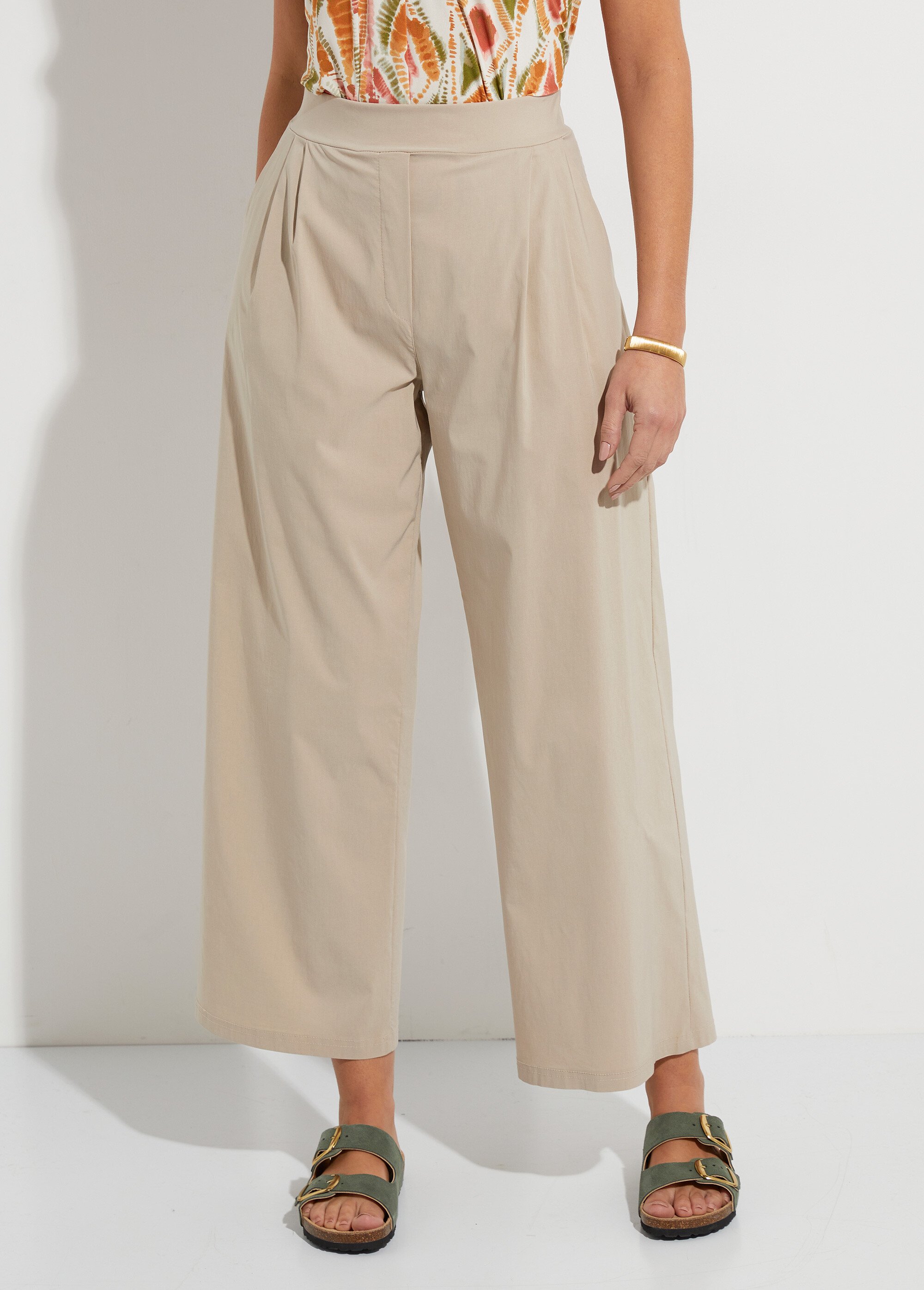 Pantalon droit à pinces ceinture élastiquée Femme Beige NOUMA FA1