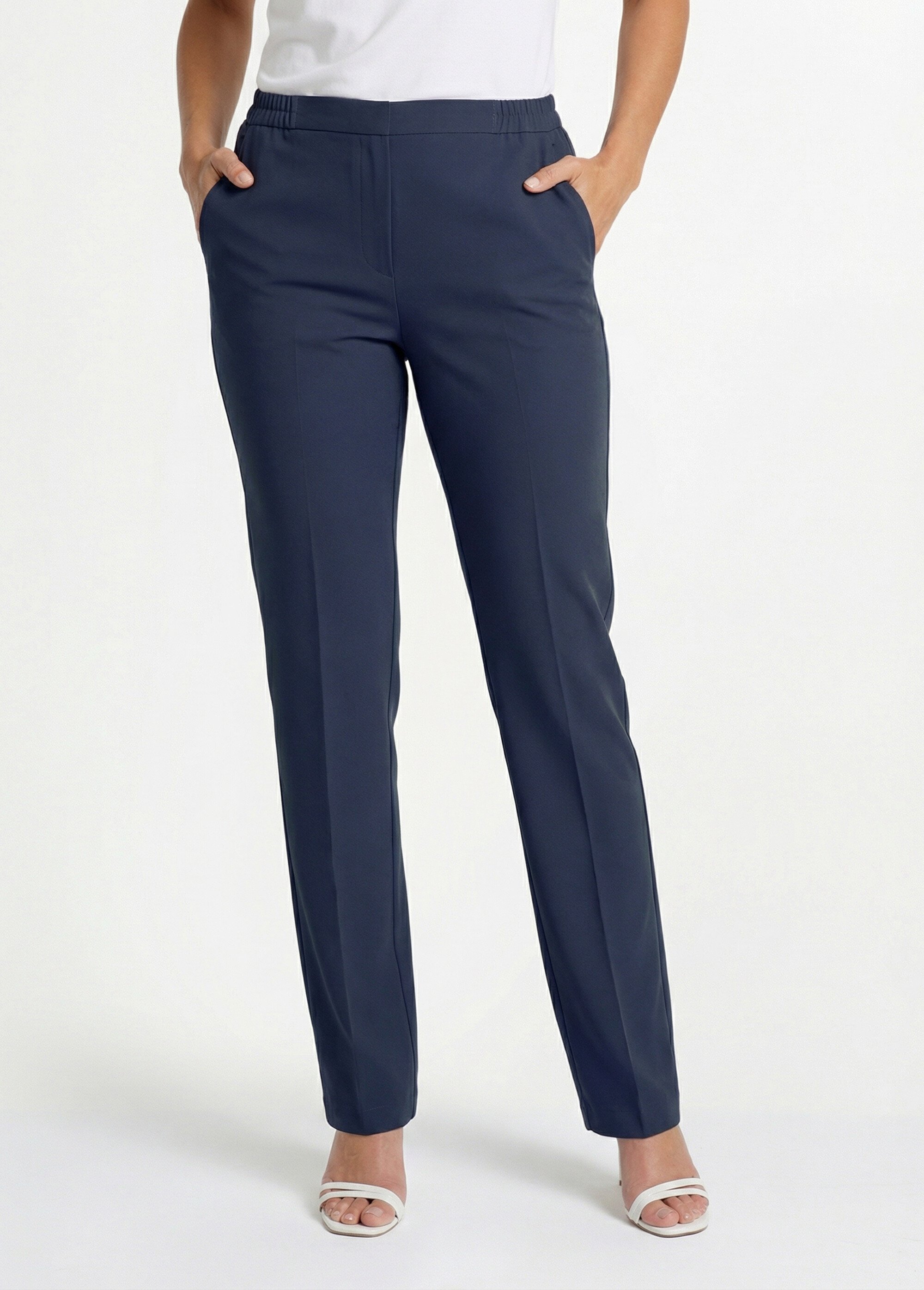 Pantalon droit taille semi-élastiquée Femme Bleu NOCETA FA1