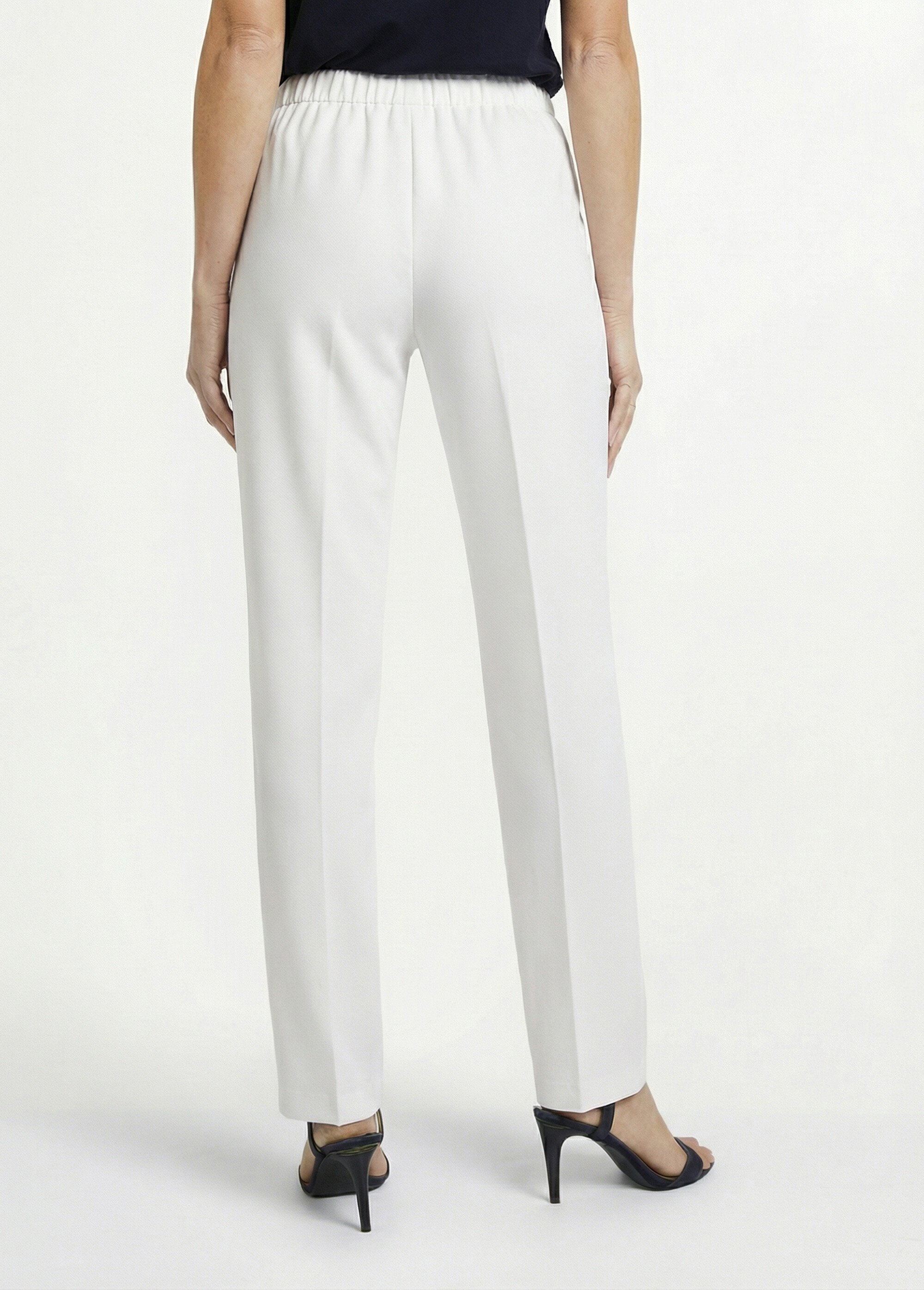 Pantalon droit taille semi-élastiquée Femme Blanc NOCETA DO1