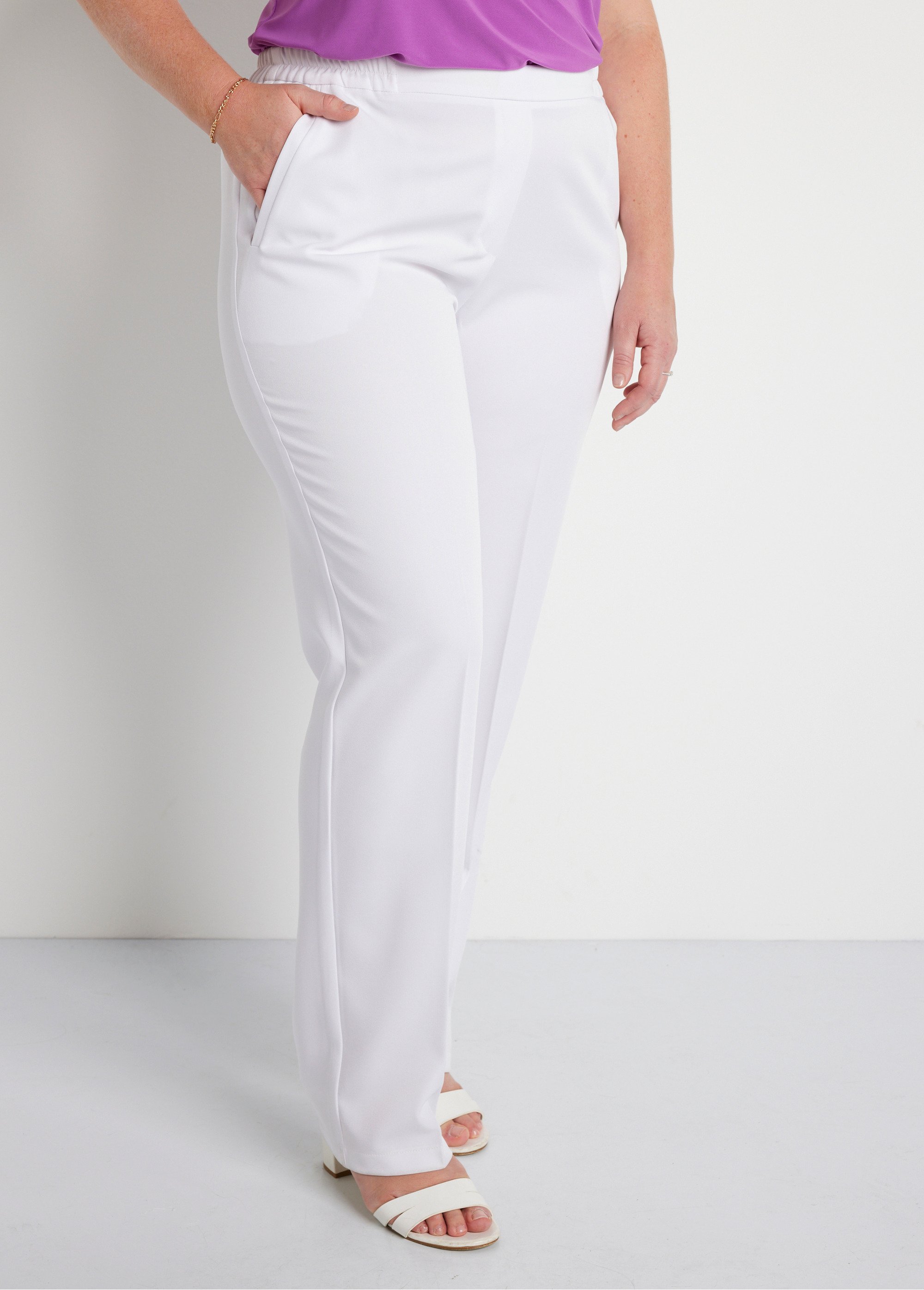 Pantalon droit taille semi-élastiquée