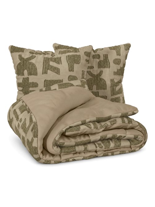 Parure de lit 3 pièces 240x220cm NYER Vert JJA-223294 FA1