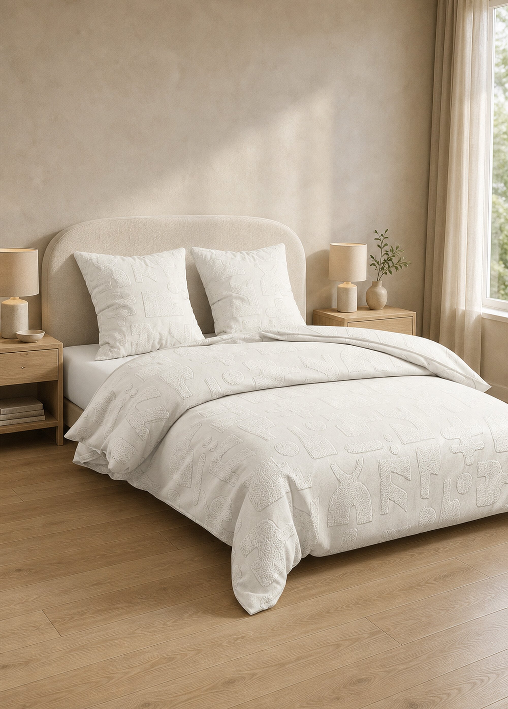 Parure de lit 3 pièces 240x220cm NYER Beige JJA-223294 SI1