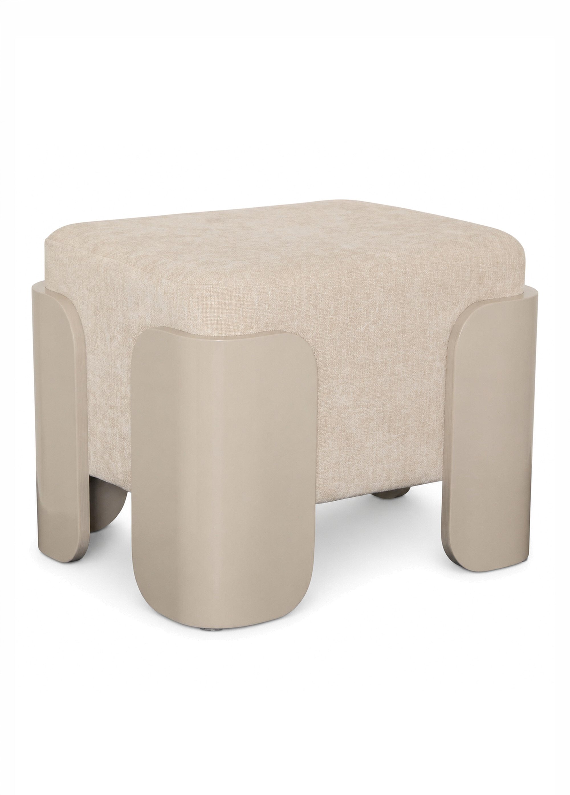Pouf design en chenille avec pieds MIZAR BEIGE JJA-214276B FA1