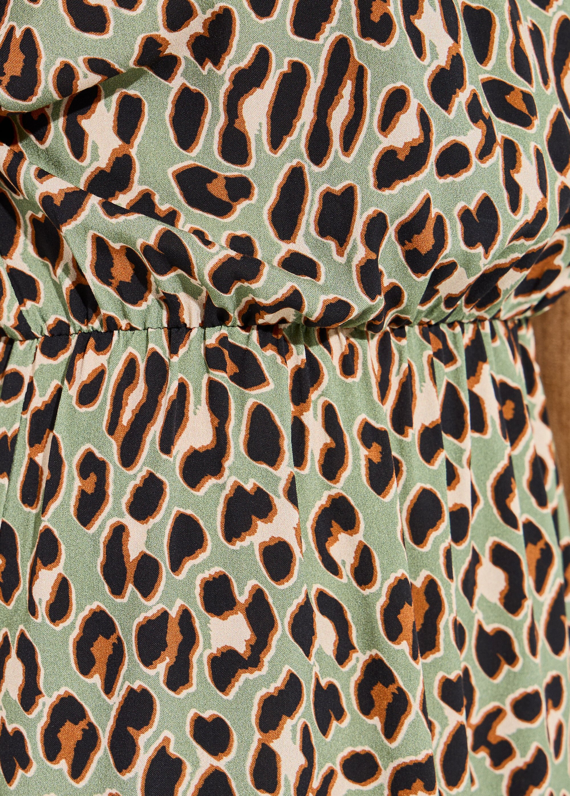 Robe longue cache-coeur motif léopard Femme KAKI ET NOIR ELARA DE2