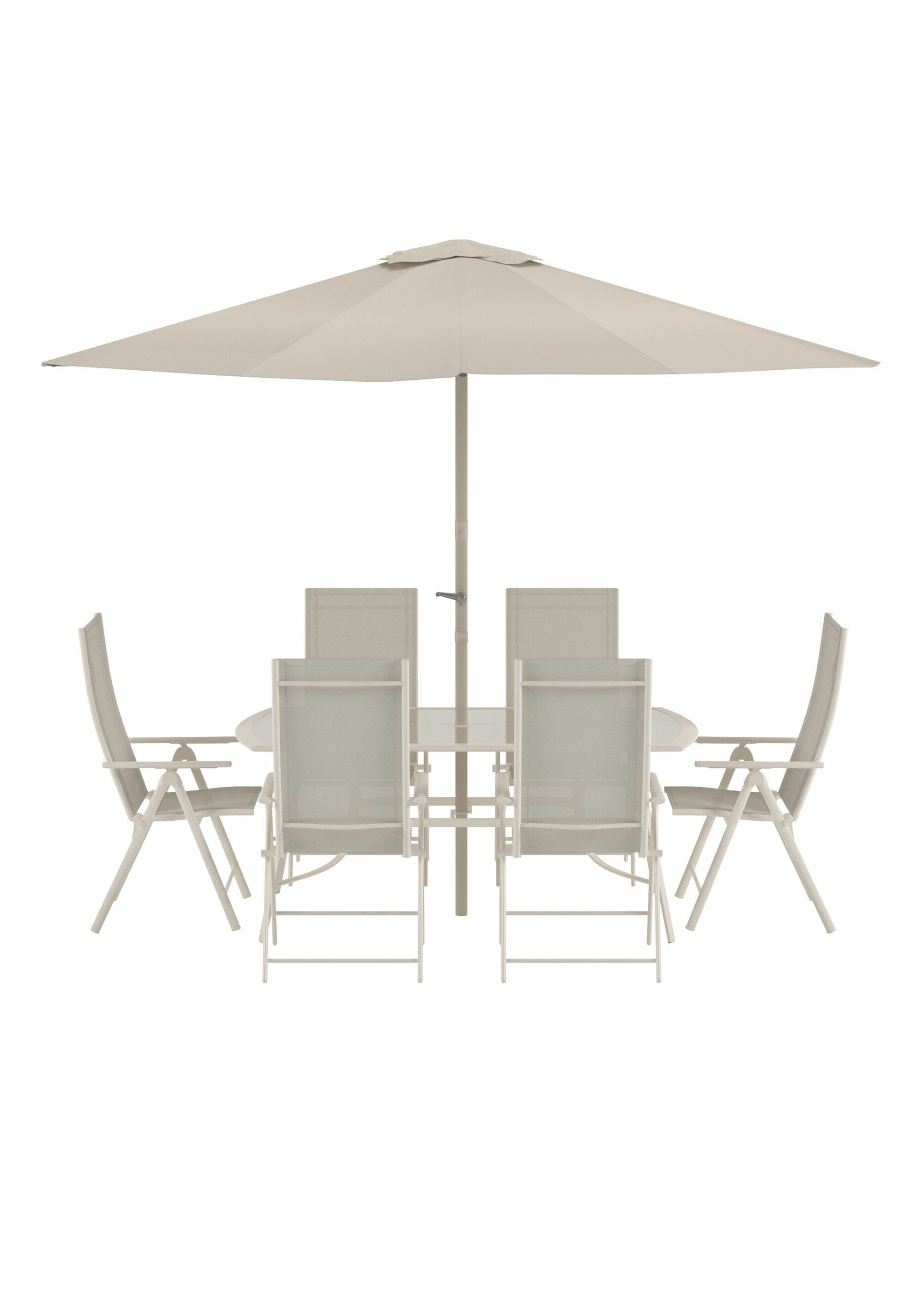 Set jardin 6 Fauteuils + Table + Parasol BEIGE VEN-2051-222 DE1