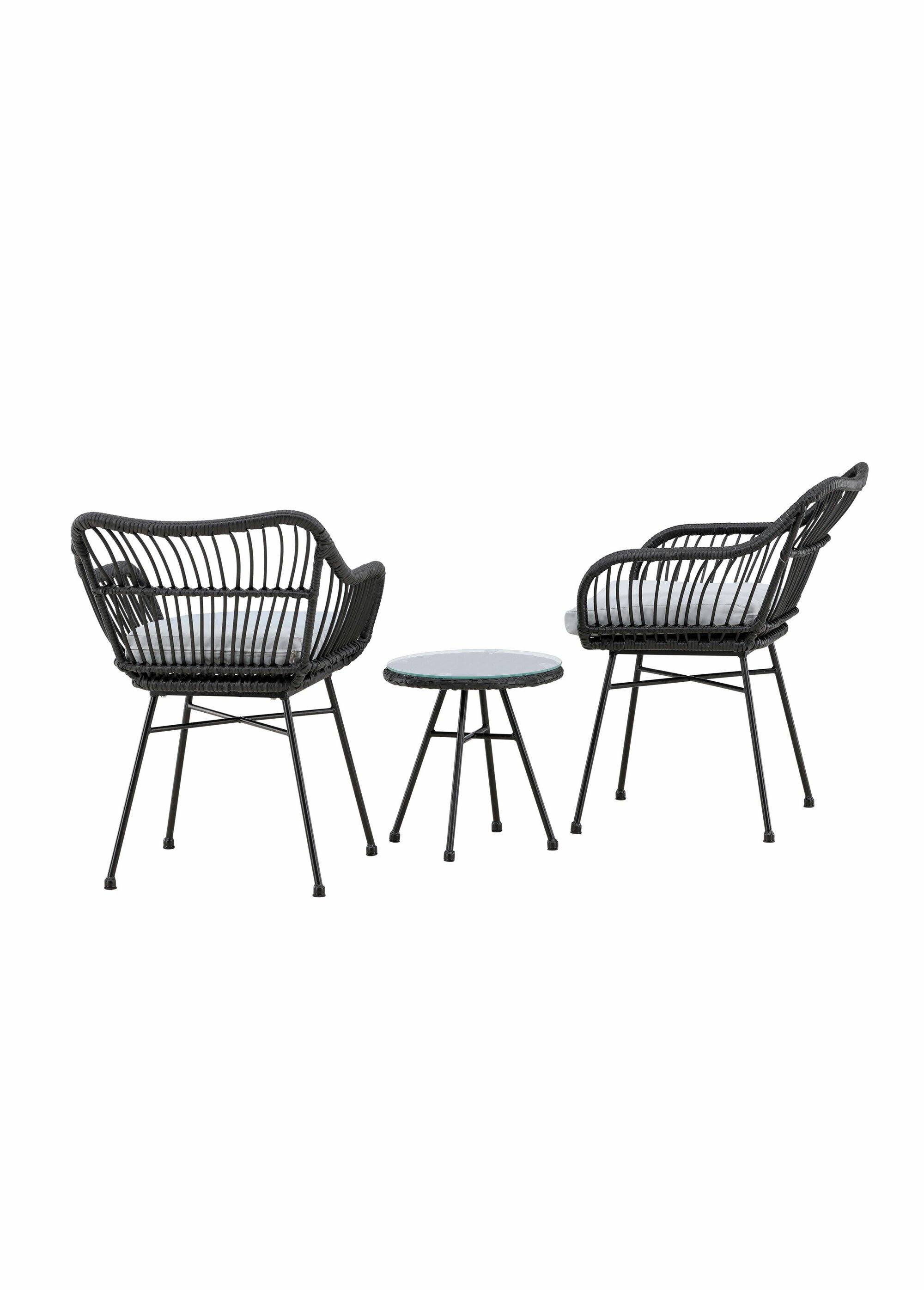 Set résine tressée Fauteuils + Table NOIR VEN-2038-408 DO1